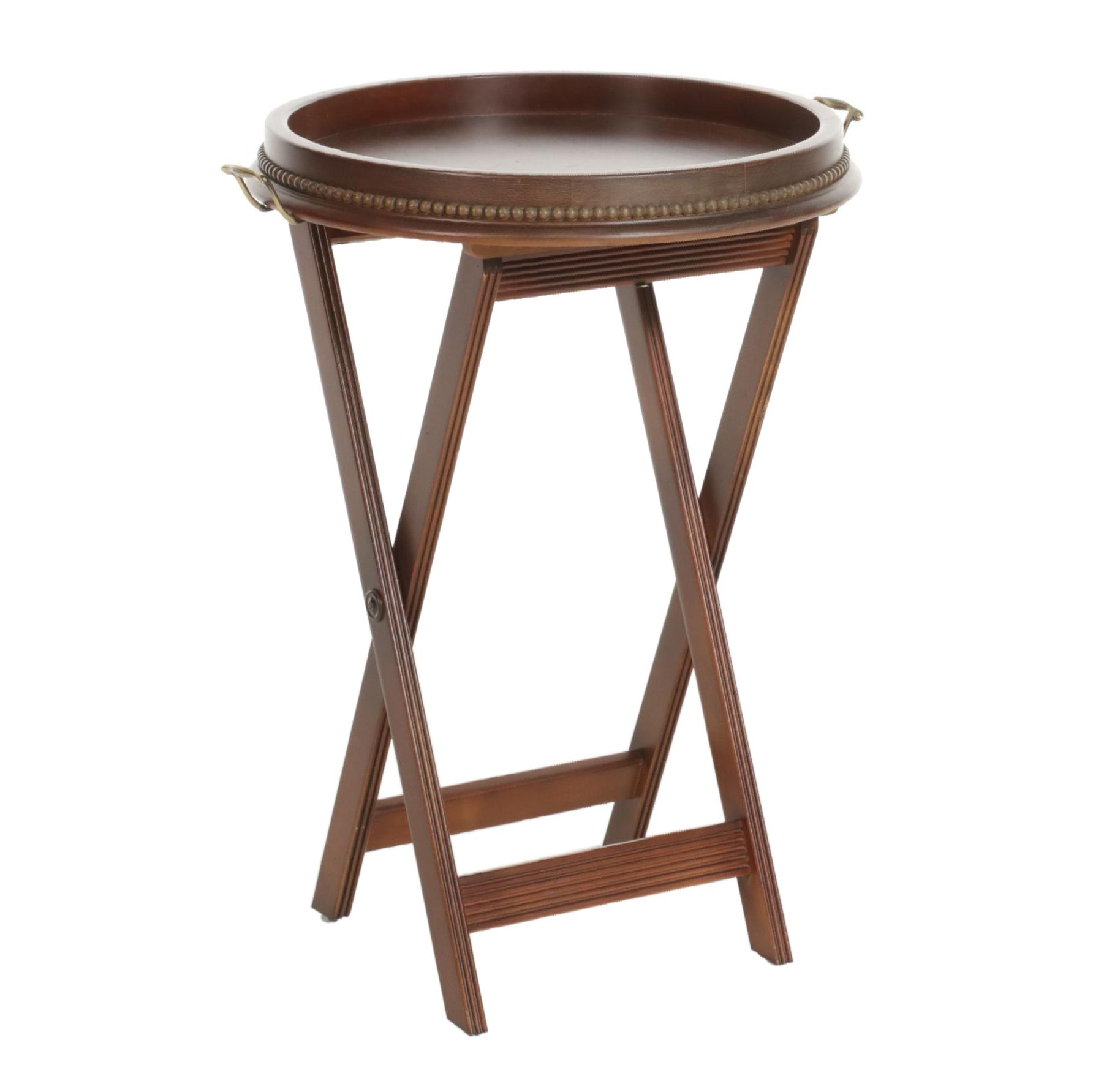 Ethan Allen Round Tray Table with Folding Stand EBTH