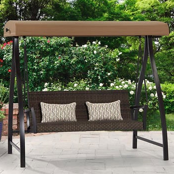 Agio "Springdale" Resin Wicker Patio Swing with Canopy EBTH
