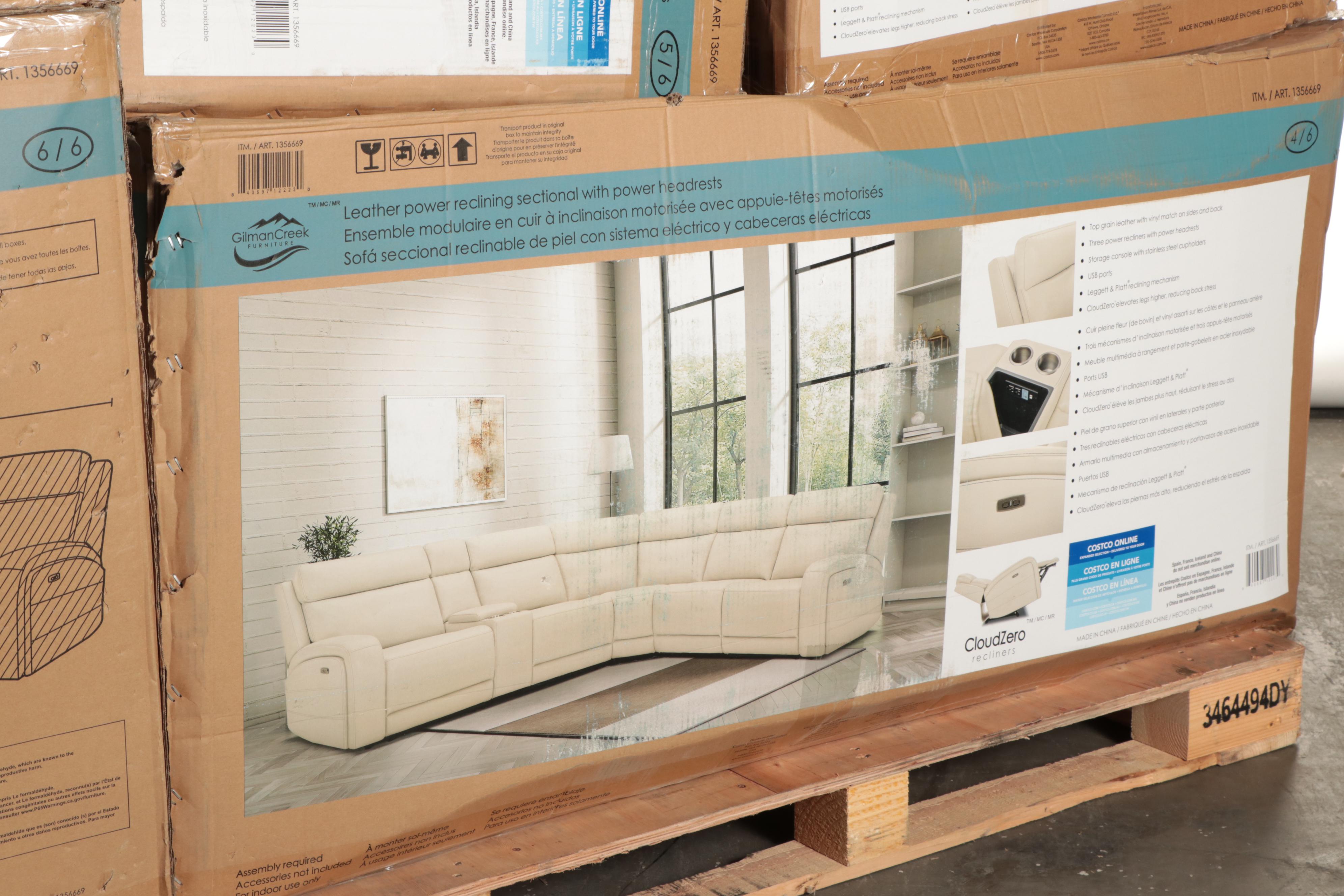 Gilman Creek Furniture "Gearhart" SixPiece Leather Power Reclining Sectional EBTH