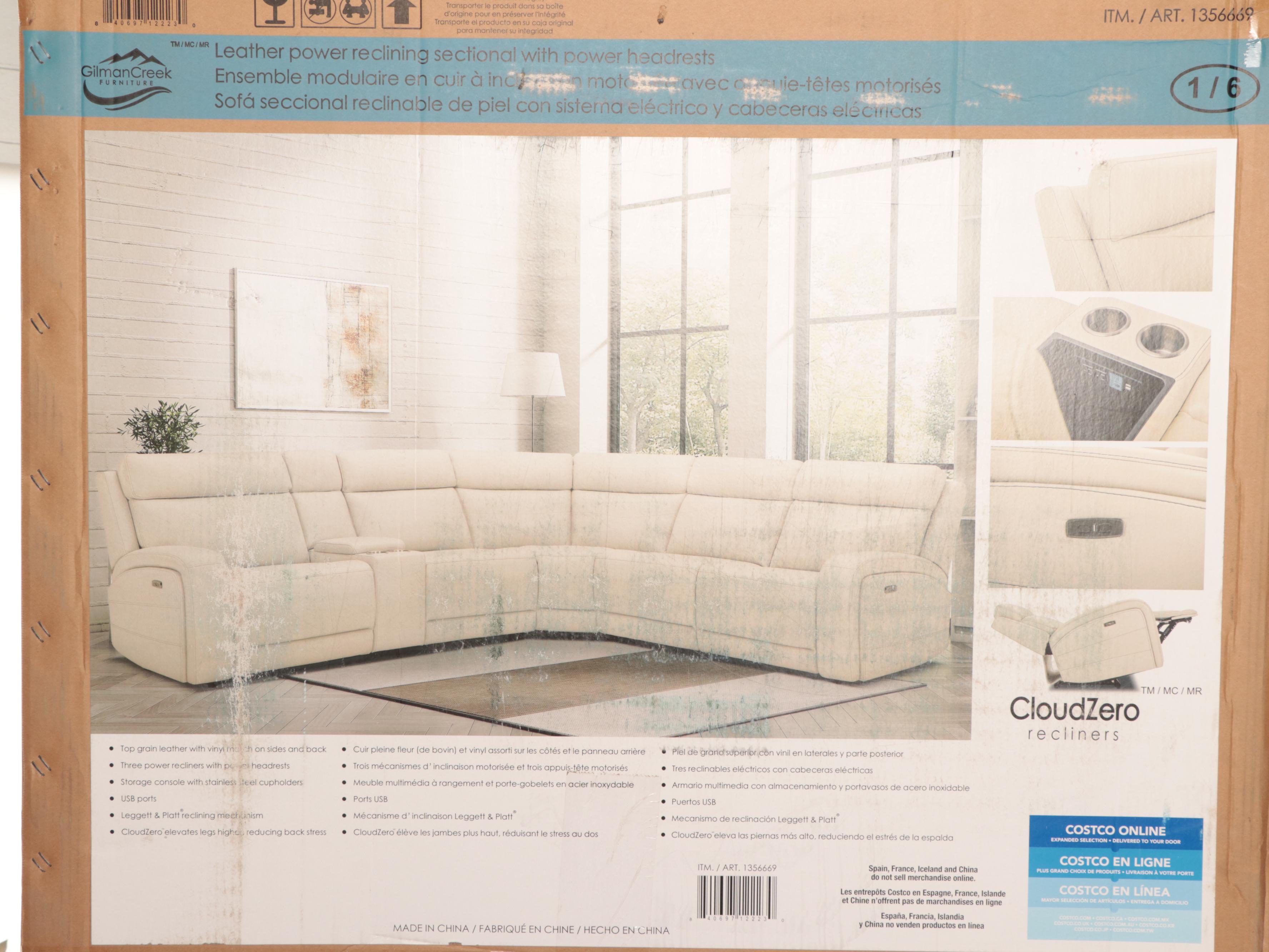 Gilman Creek Furniture "Gearhart" SixPiece Leather Power Reclining Sectional EBTH