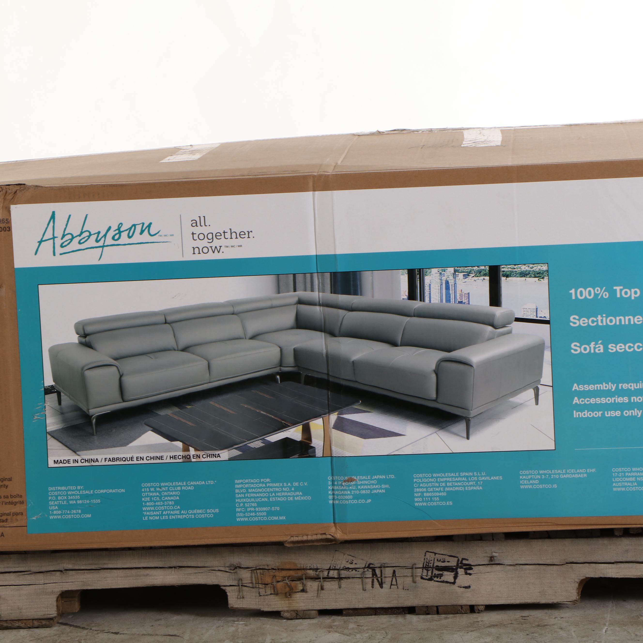 Abbyson Living "Quinton" Top Grain Leather Sectional with Adjustable