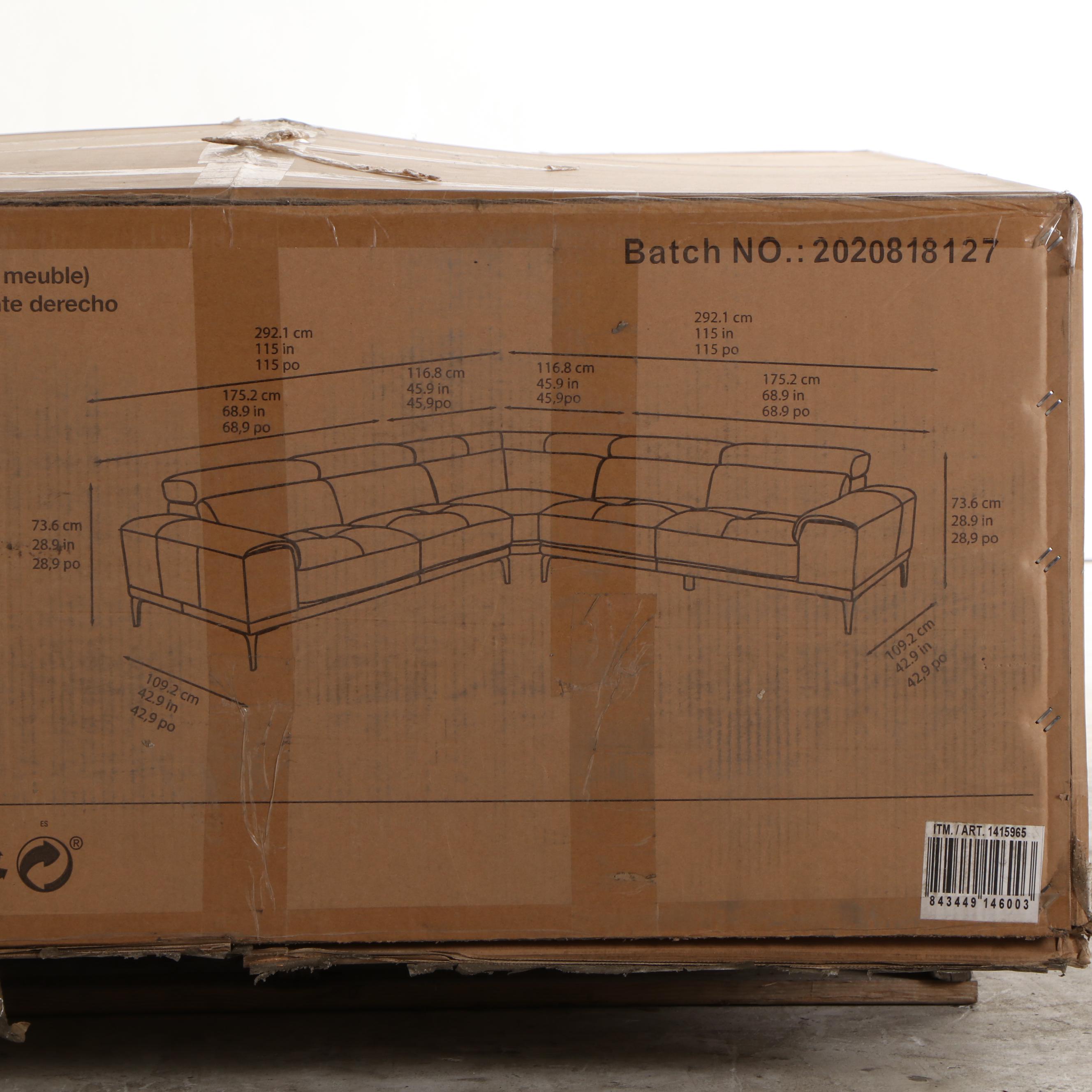 Abbyson Living "Quinton" Top Grain Leather Sectional with Adjustable