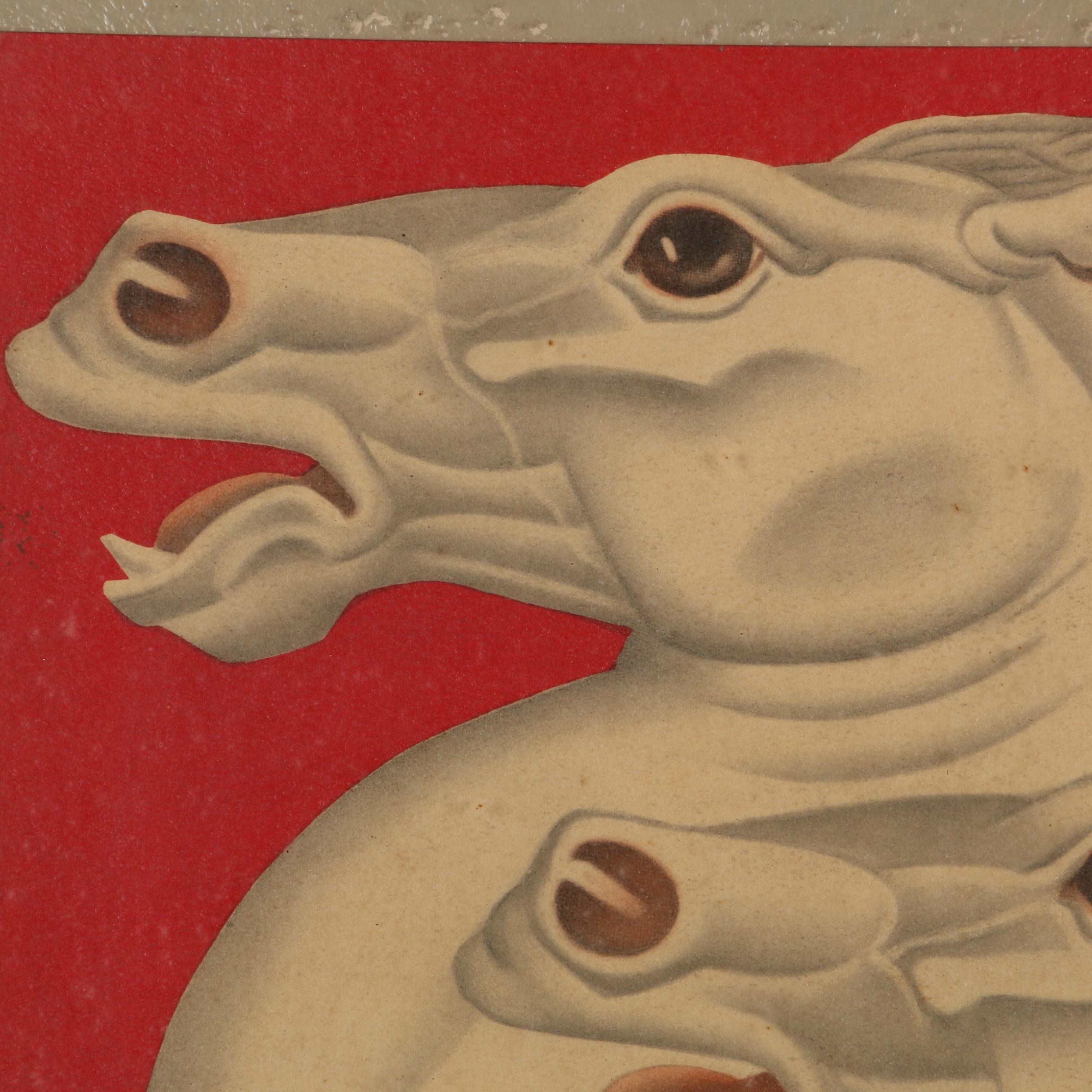 Art Deco Style Offset Lithograph of Horses After Robert Reinhardt Von