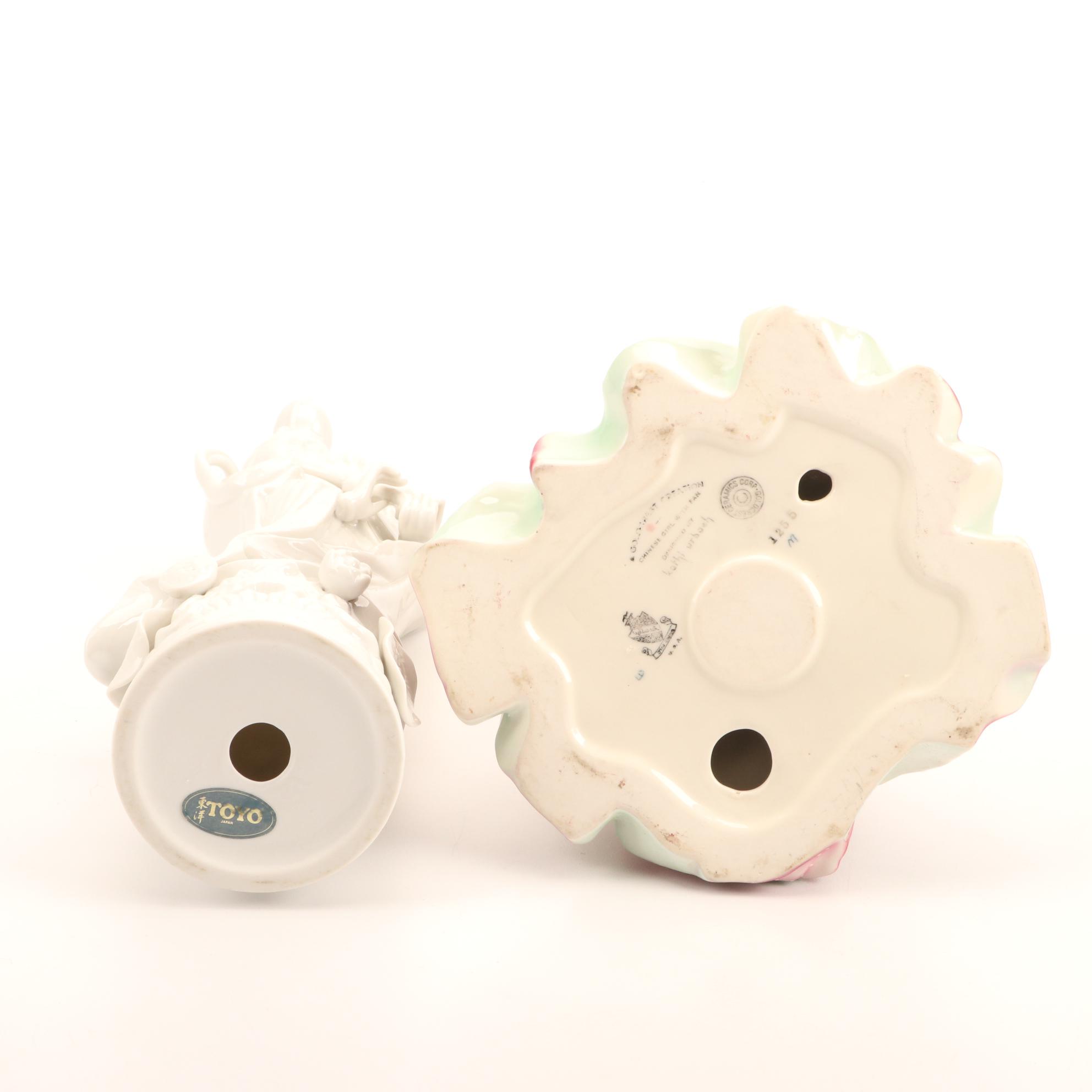 Goldcrest Ceramics "Chinese Girl with Fan" and Toyo Figurine of Kannon