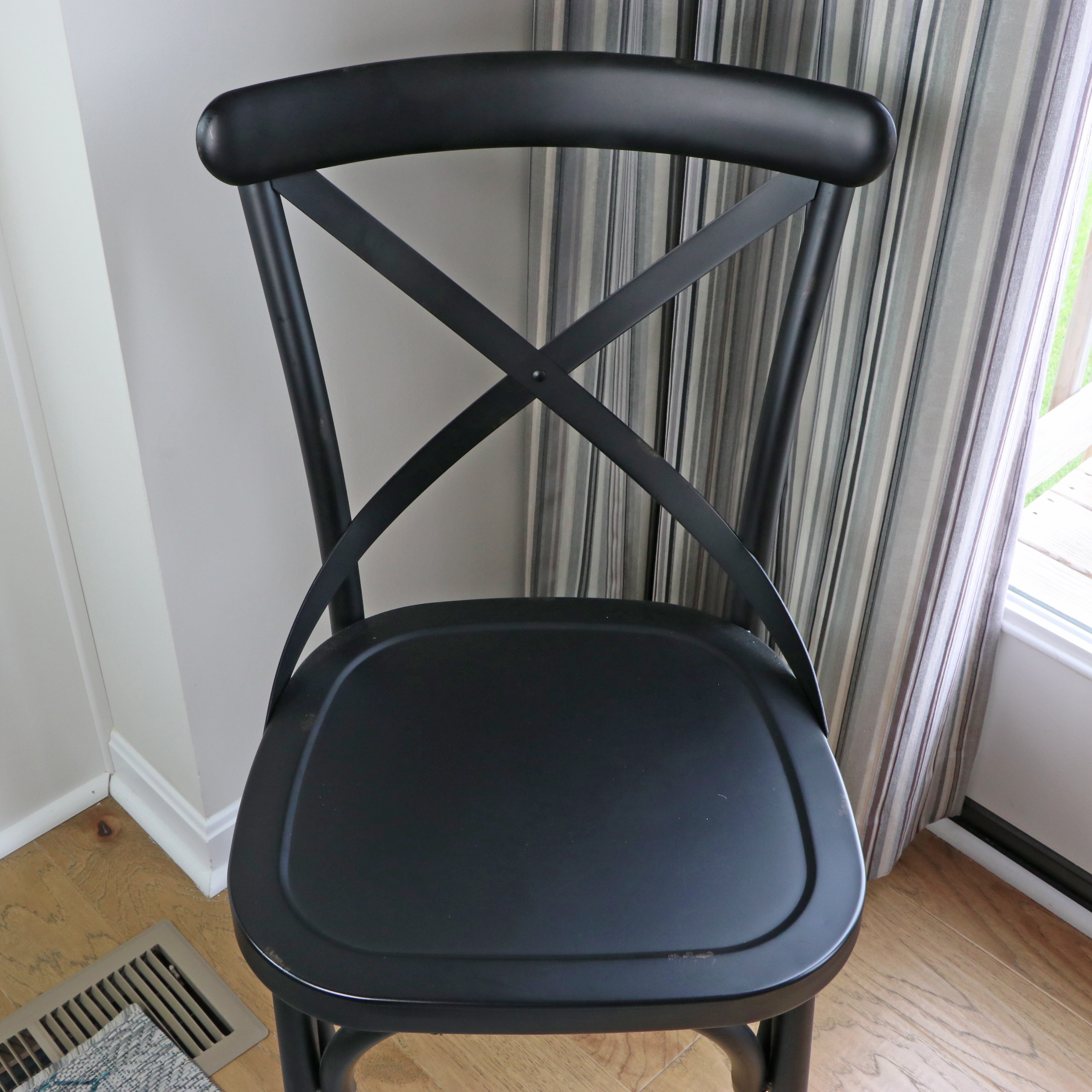 E. & E. Company Wooden Trestle Dining Table and Metal Side Chairs EBTH