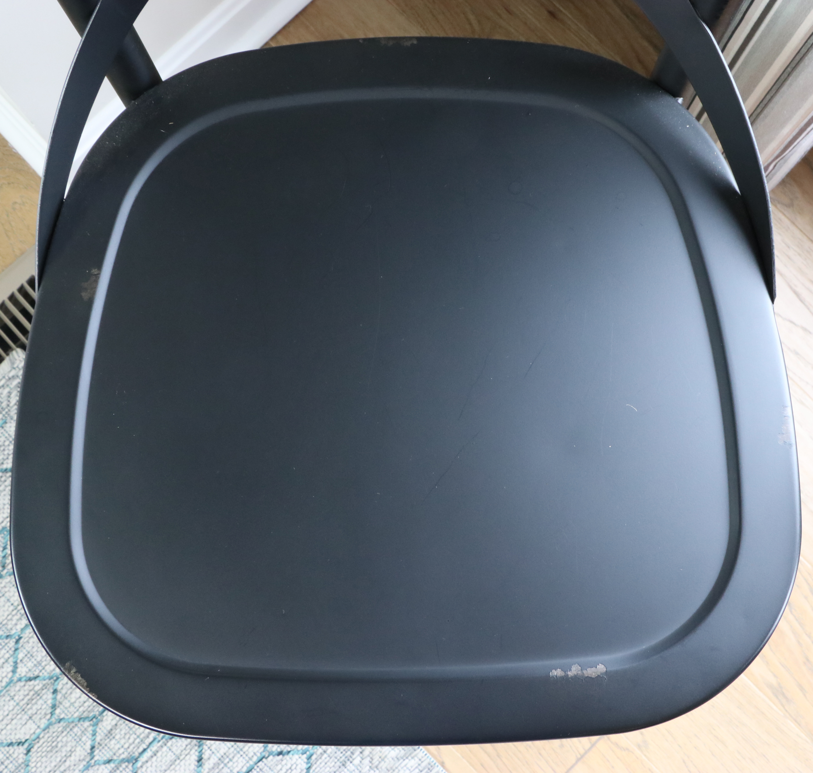 E. & E. Company Wooden Trestle Dining Table and Metal Side Chairs EBTH