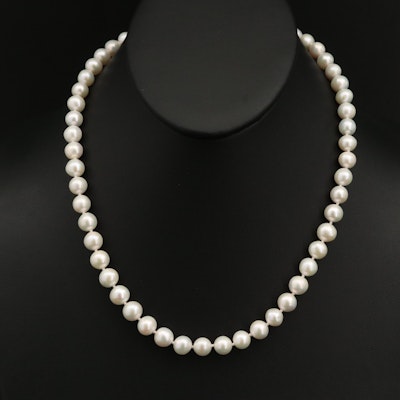 Pearl Necklace with 18K and 14K Clasp