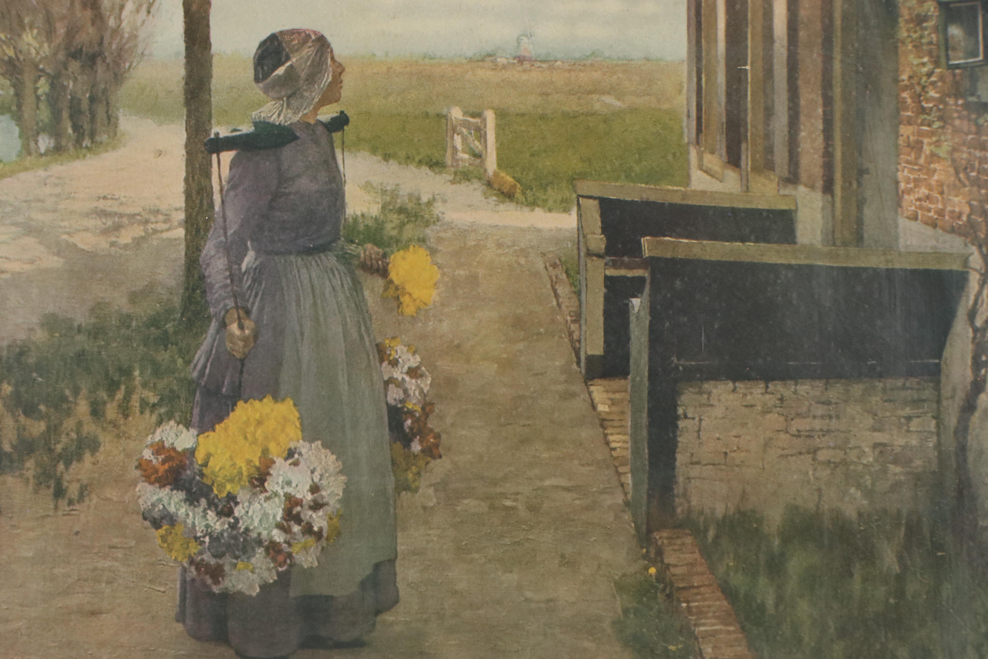 Offset Lithograph After Hitchcock "Flower Girl in Holland" EBTH