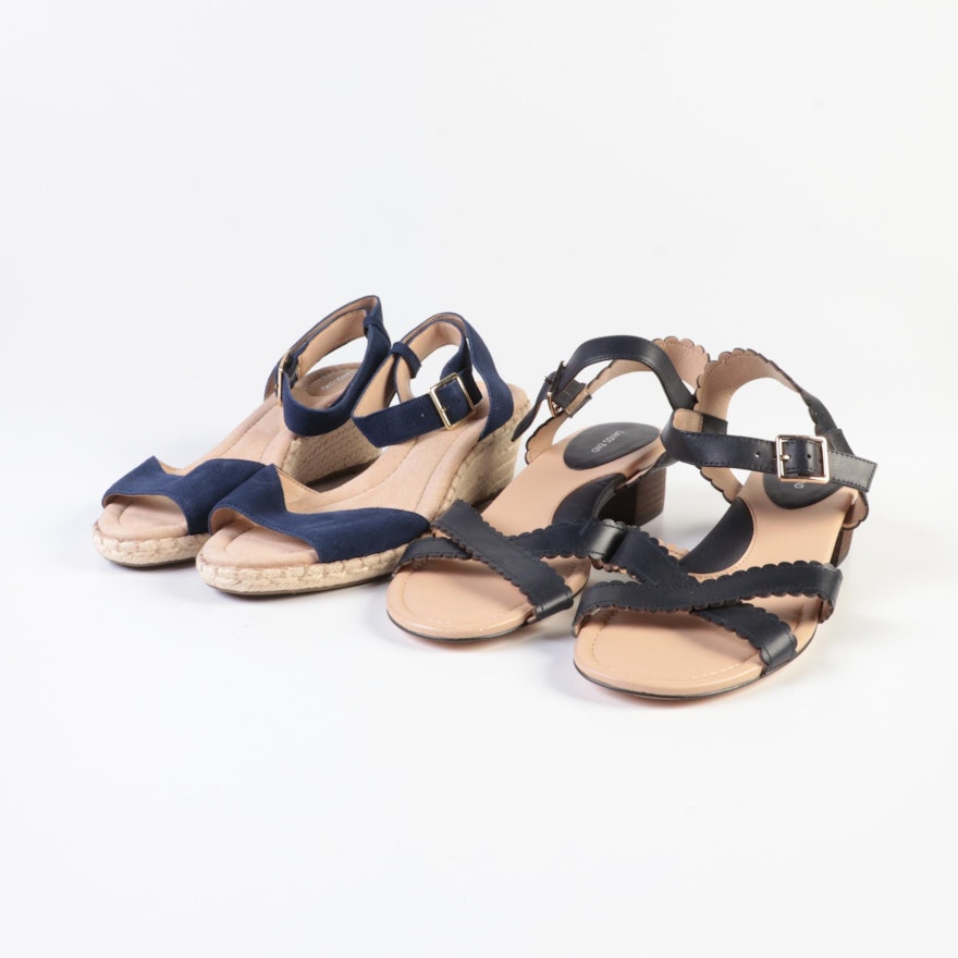 Lands' End Espadrille Wedge Sandals and Scallop Edge Dress Sandals