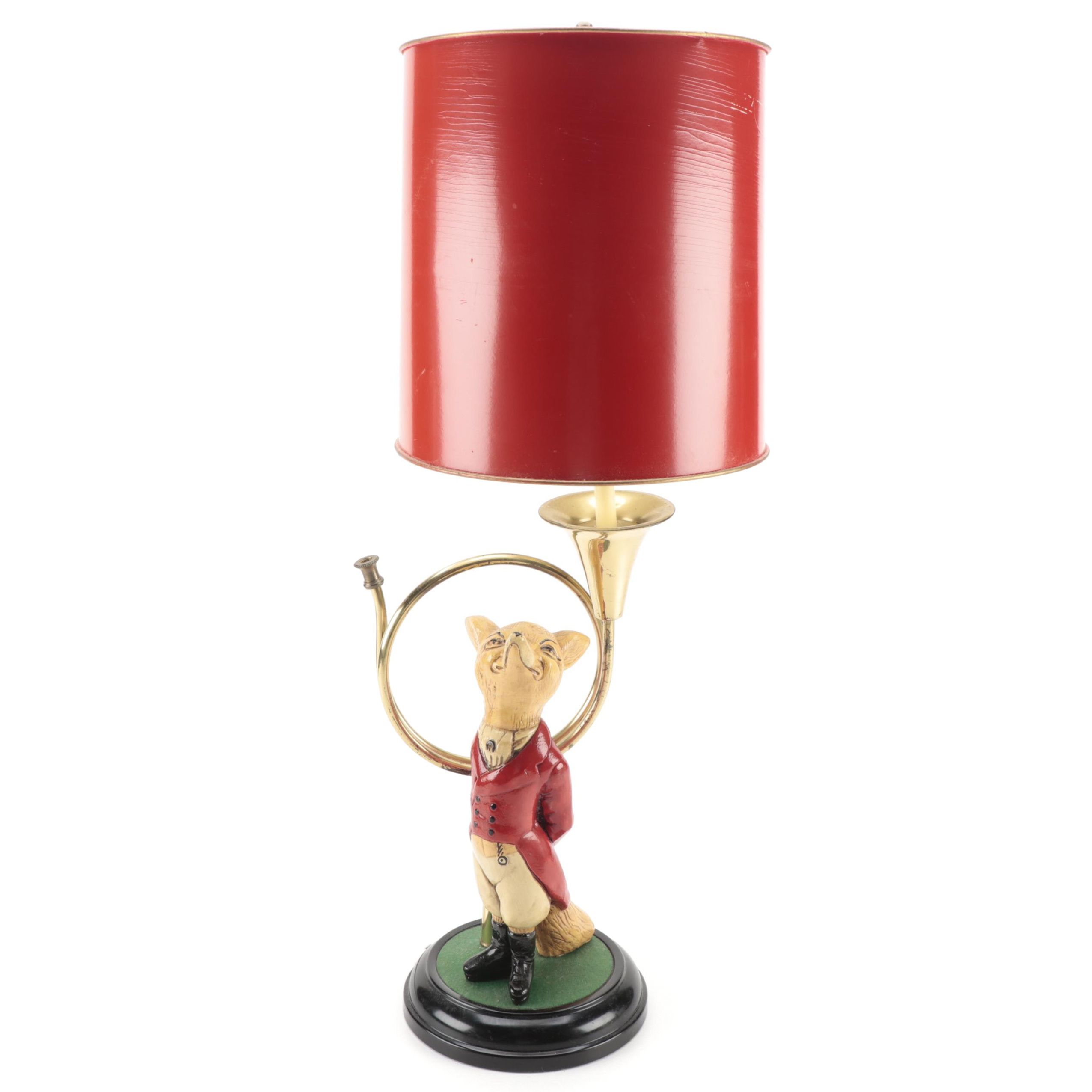 Snooty Fox Fox Hunting Theme Table Lamp with Lacquered Parchment Shade