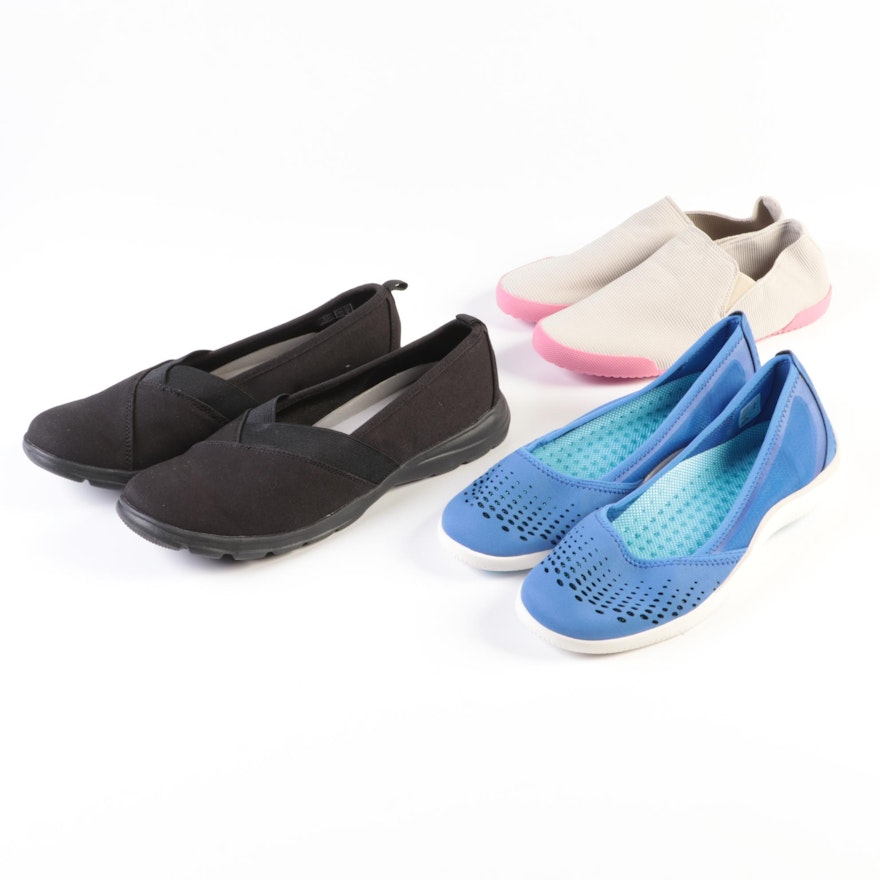 Lands' End Stretch Slip-Ons with Lightweight Comfort and Water Ballet Flats