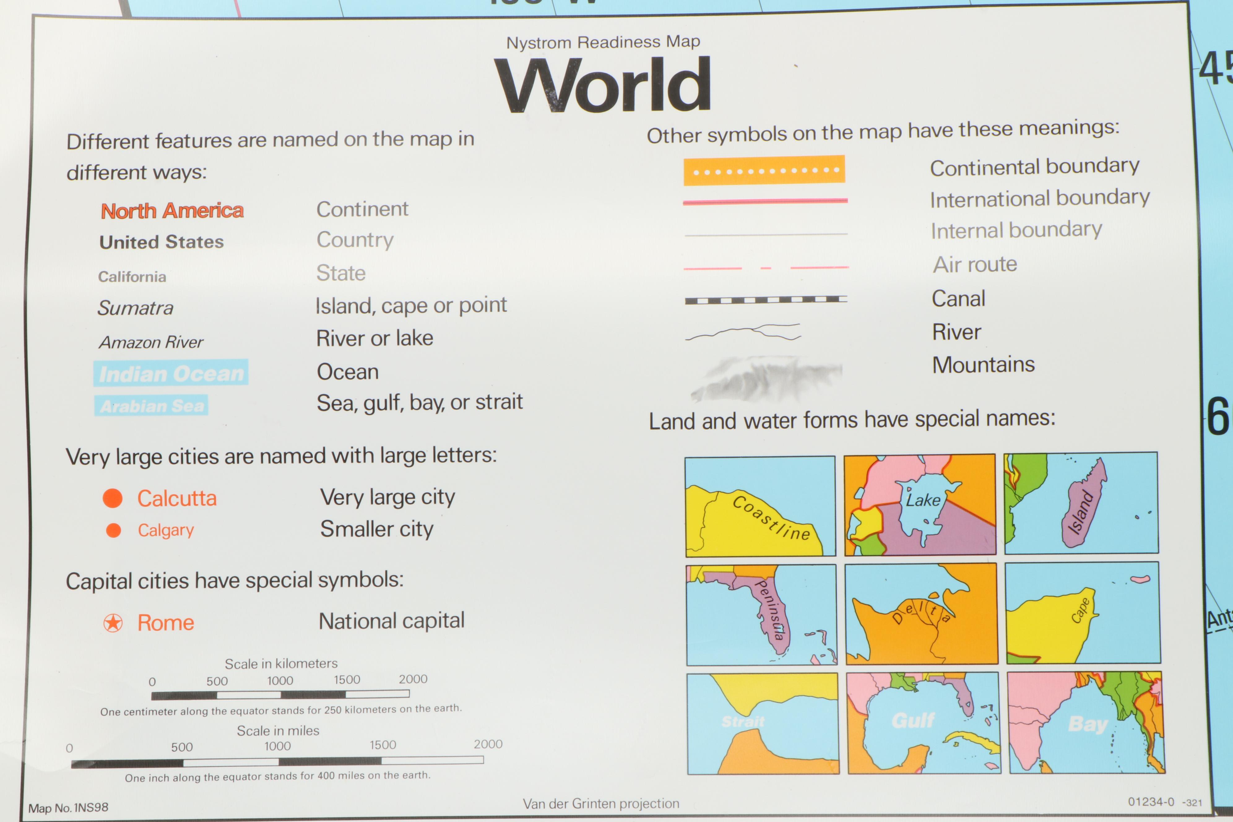 Nystrom World and United States Wall Mount Classroom Map EBTH