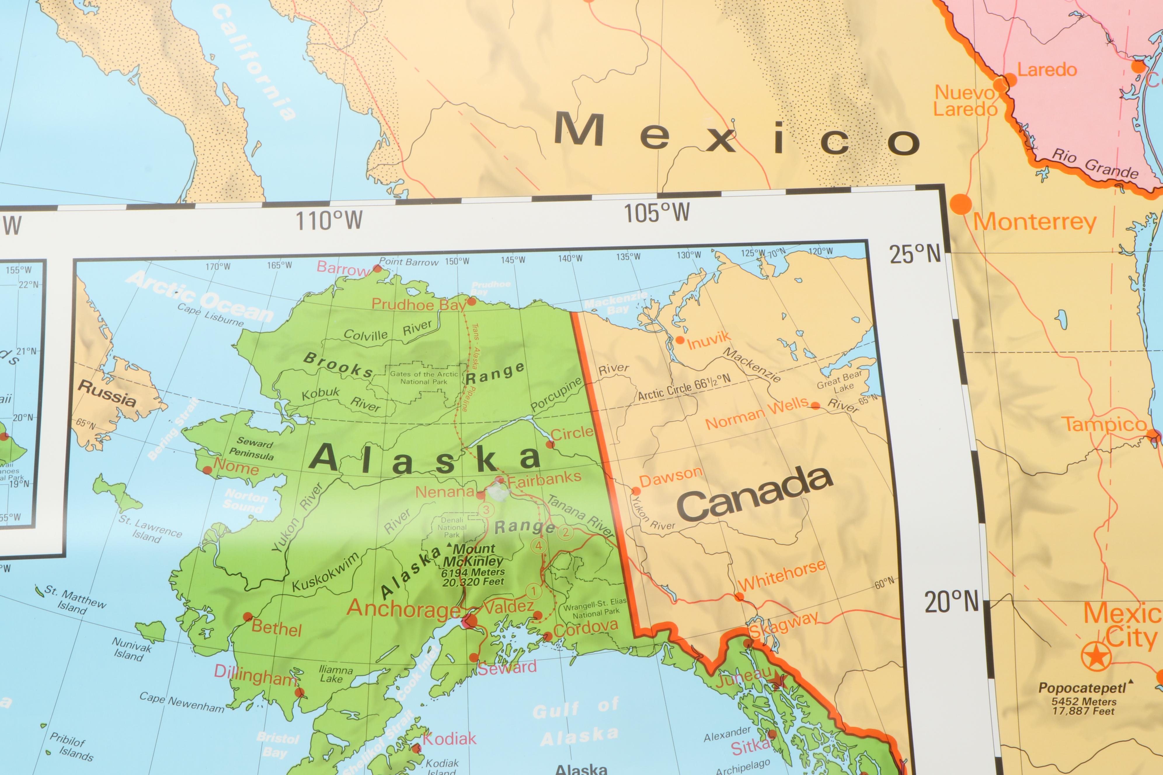 Nystrom World and United States Wall Mount Classroom Map EBTH