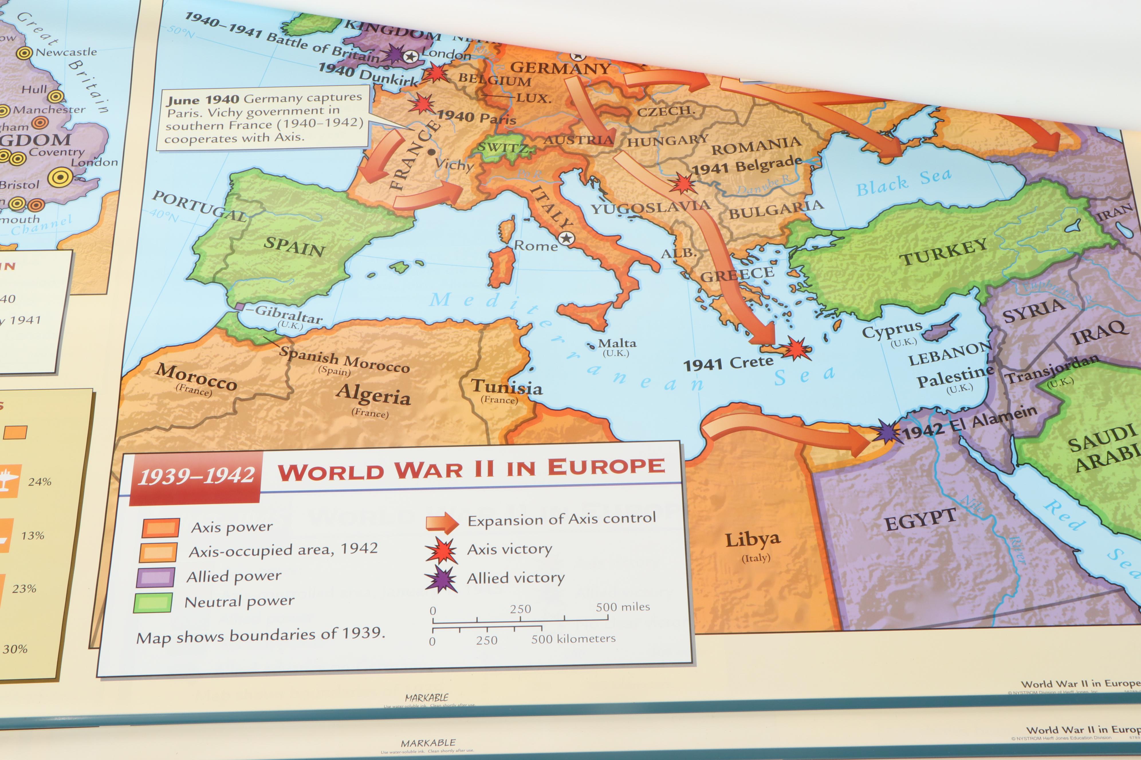 Nystrom Historical and Educational Wall Mount Classroom Map EBTH