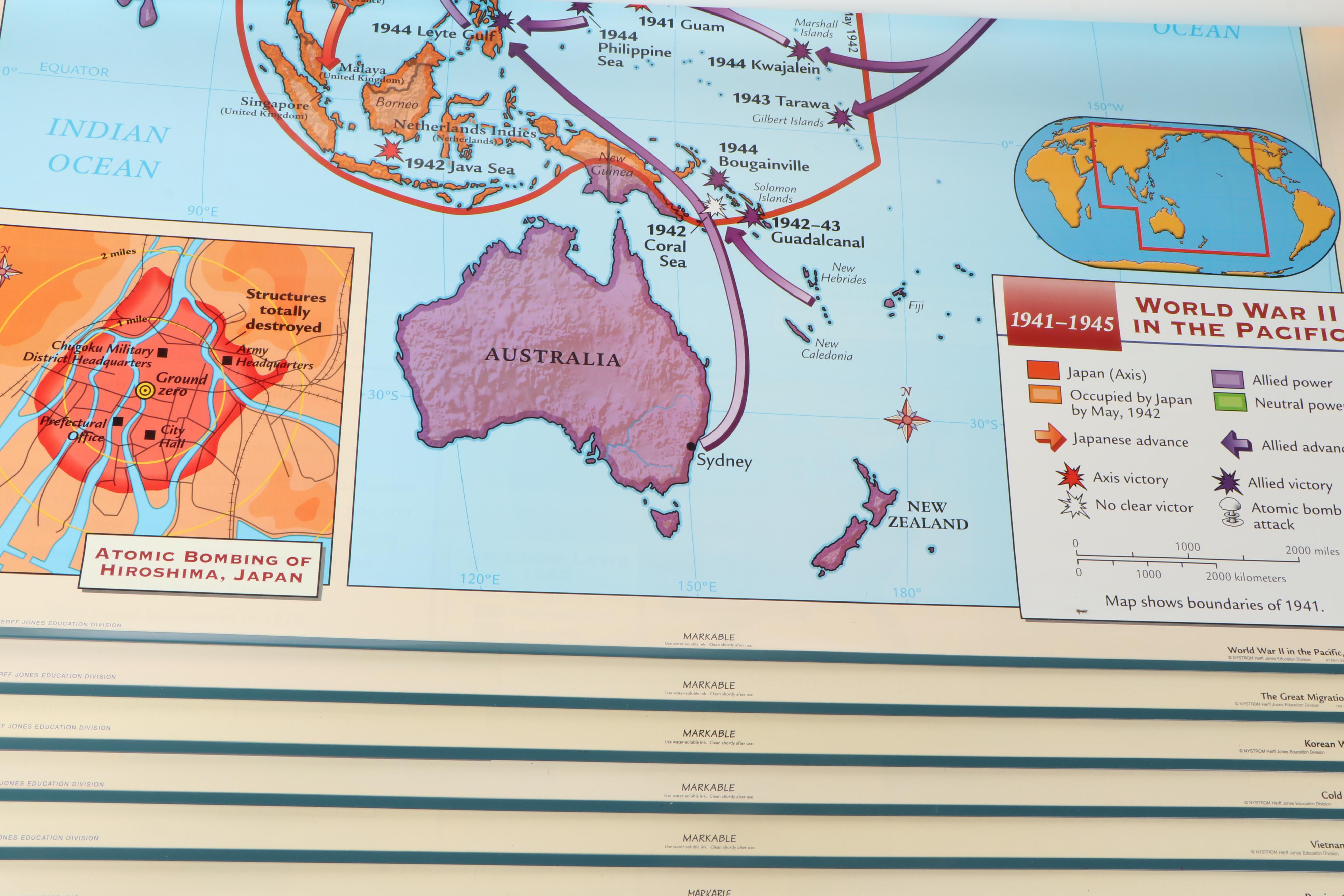 Nystrom Historical and Educational Wall Mount Classroom Map EBTH