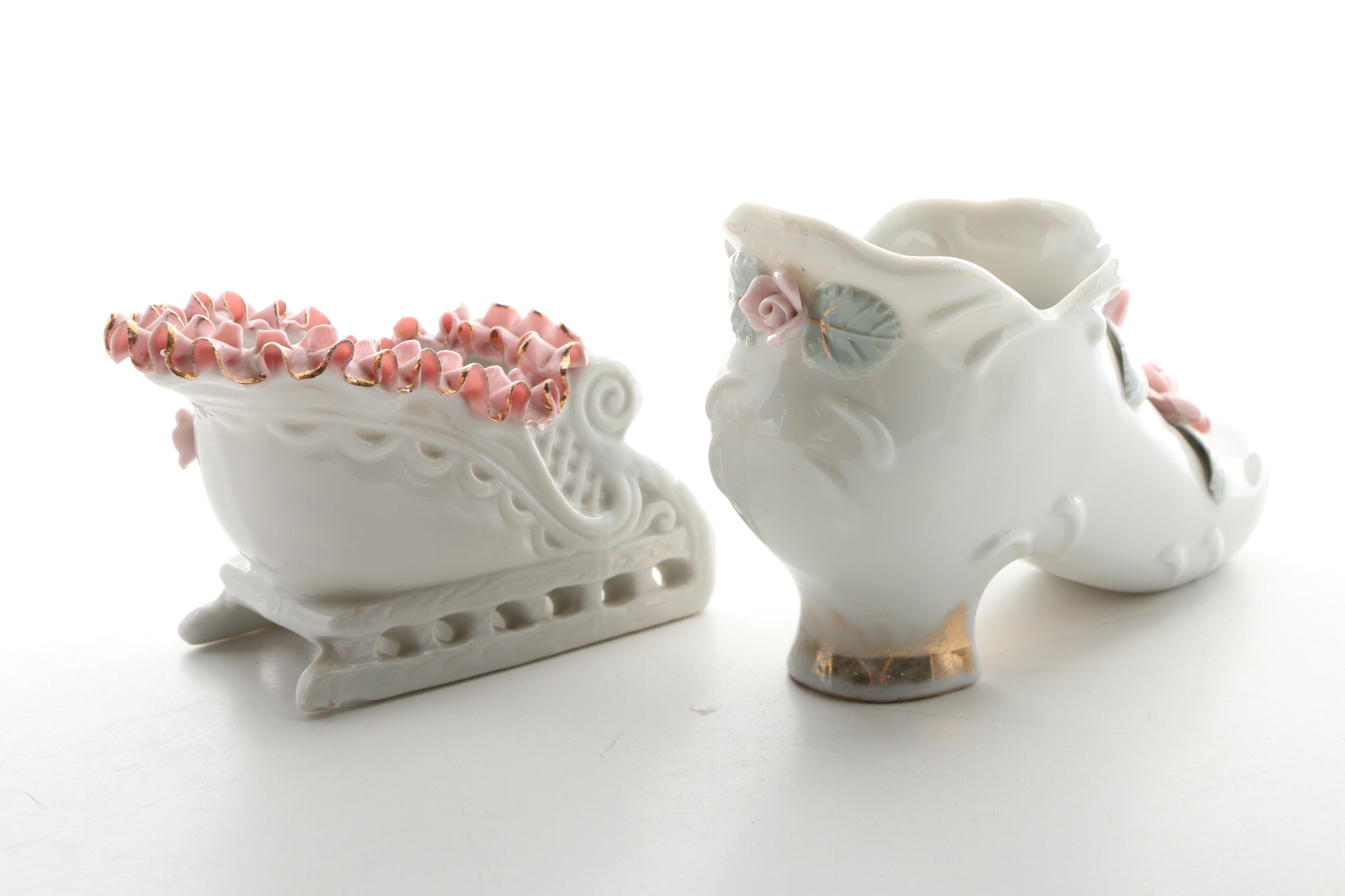 Lefton and Other Japanese Porcelain Vanity Figurines and Boxes, Vintage