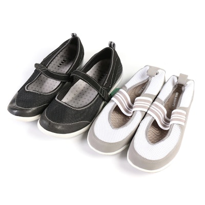 Lands' End Mary Jane Style Water Shoes in Black and White