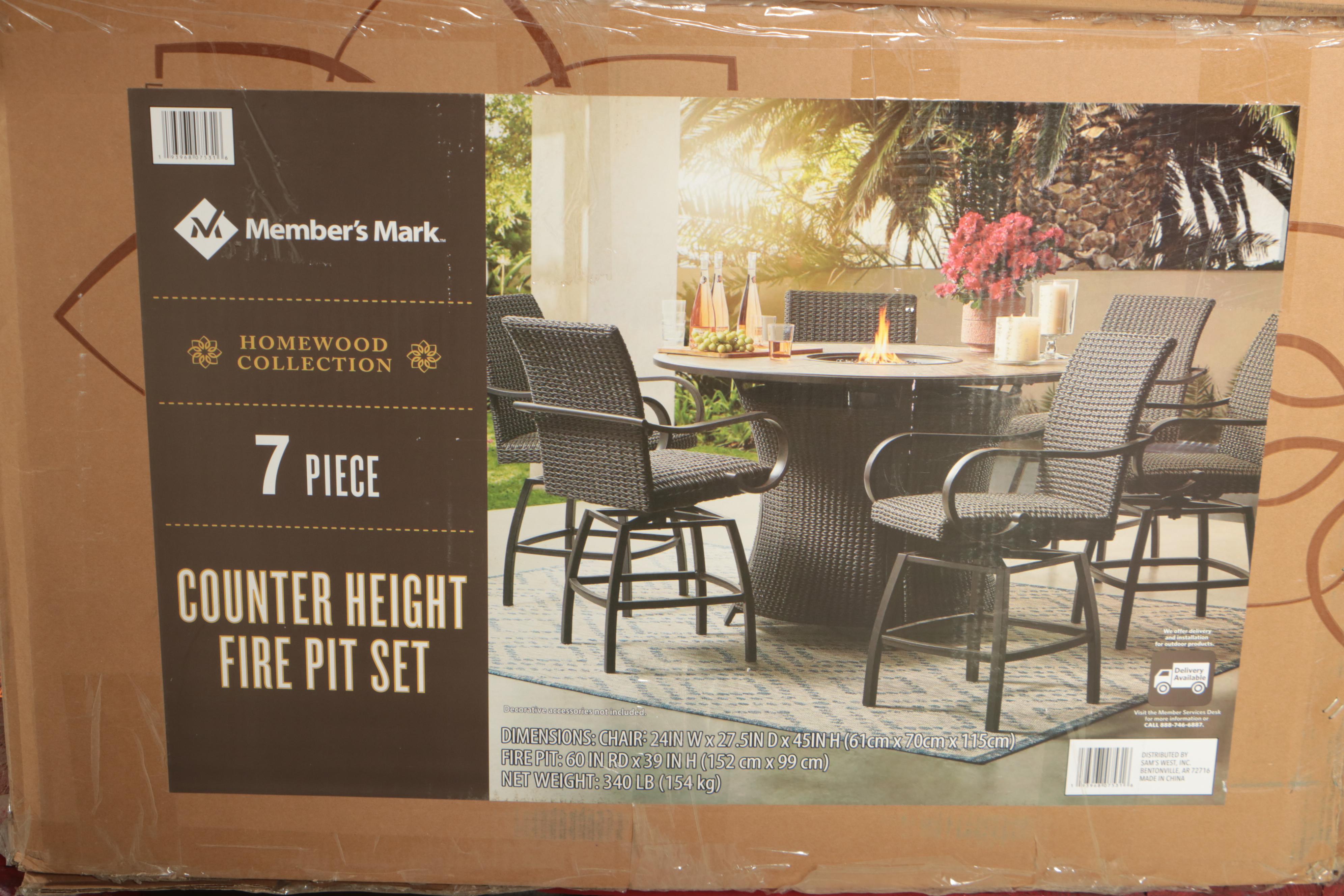 "Homewood" 7Piece CounterHeight Fire Pit Set EBTH