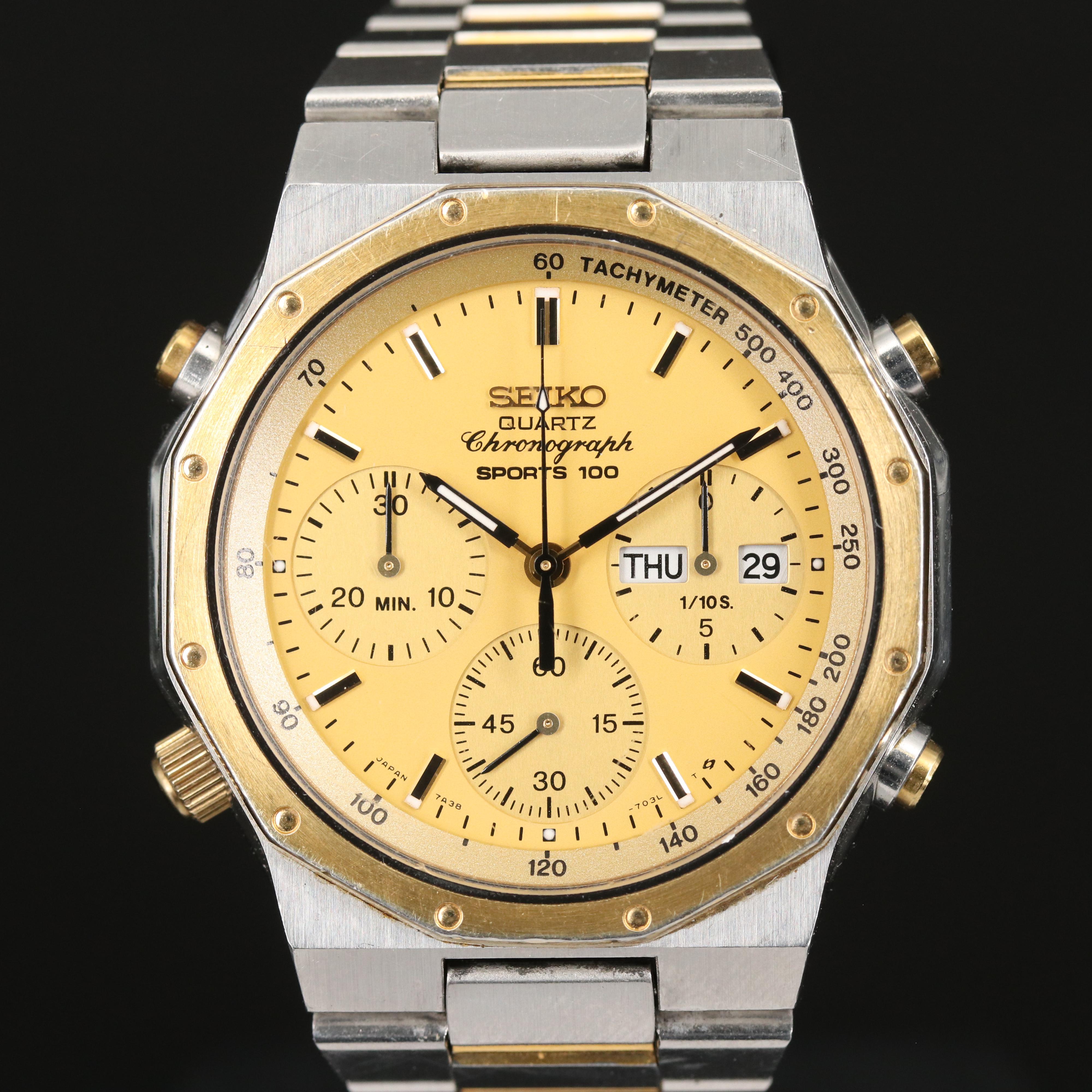 Seiko Quartz Chronograph Sports 100 Wristwatch EBTH