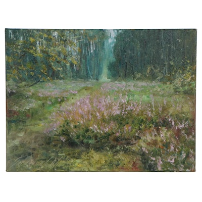 Garncarek Aleksander Landscape Oil Painting " Wrzosy W Lesie," 2021