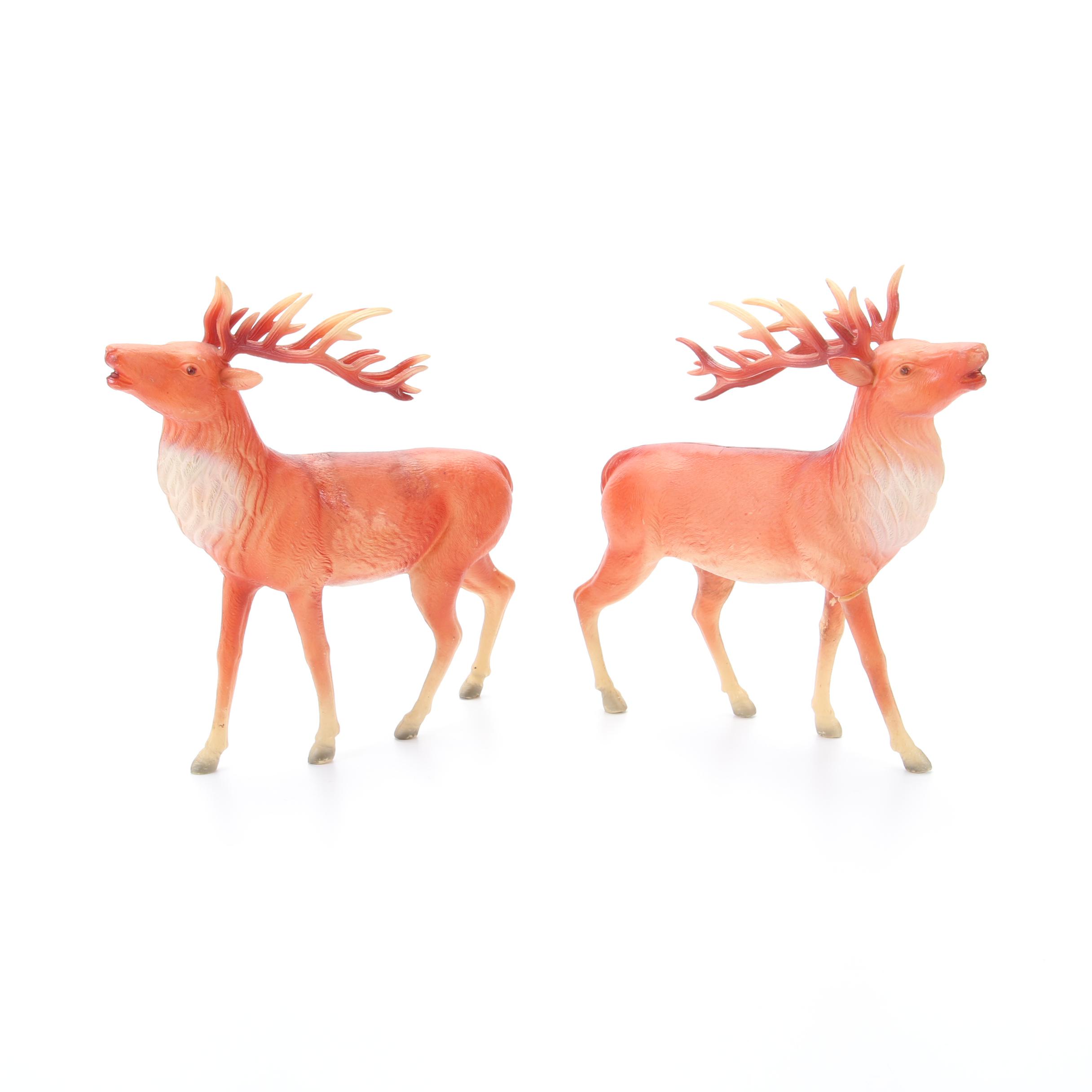 Pair of Plastic Reindeer Figurines Table Decorations EBTH