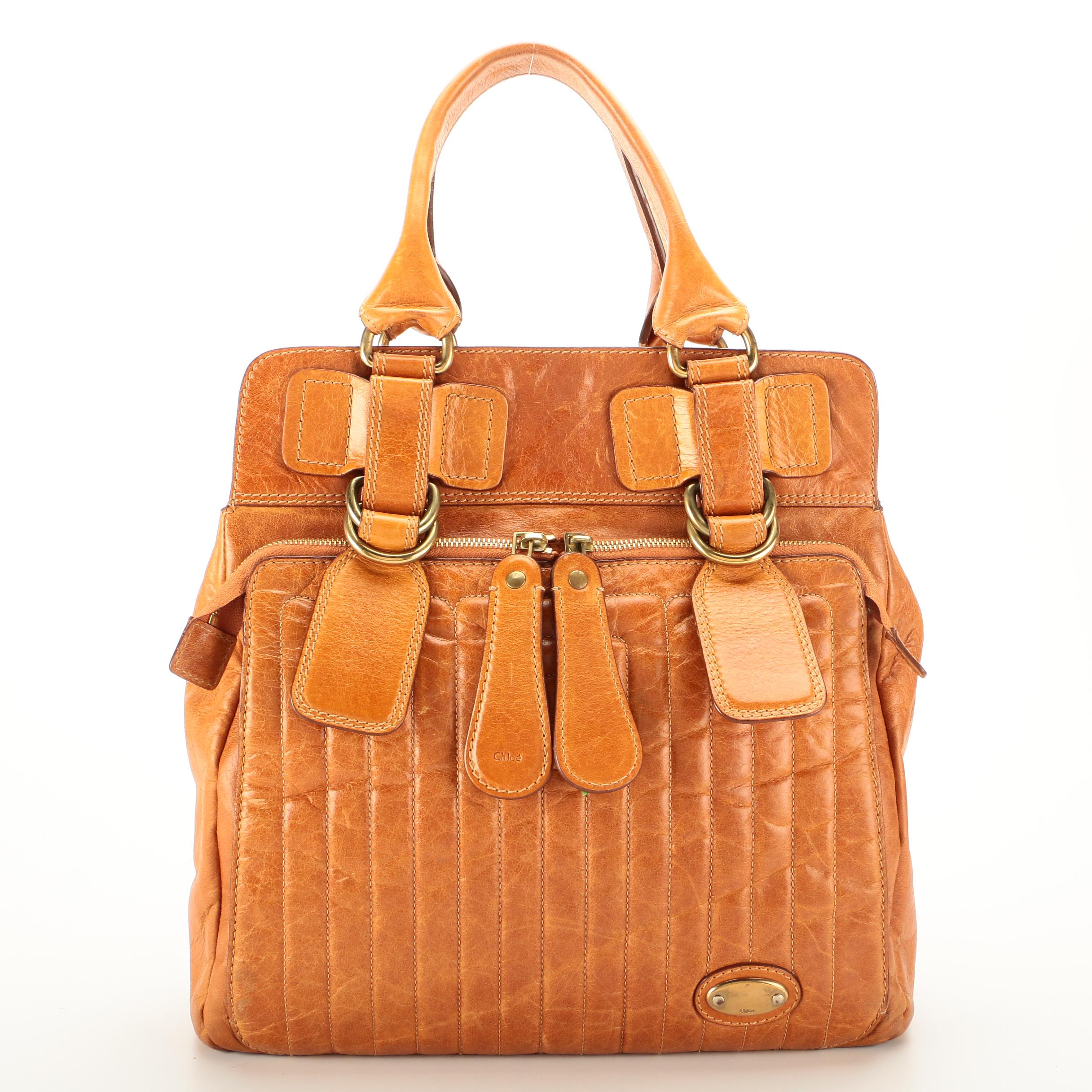 Chloé Bay Large Satchel Bag in Quilted Tan Leather EBTH