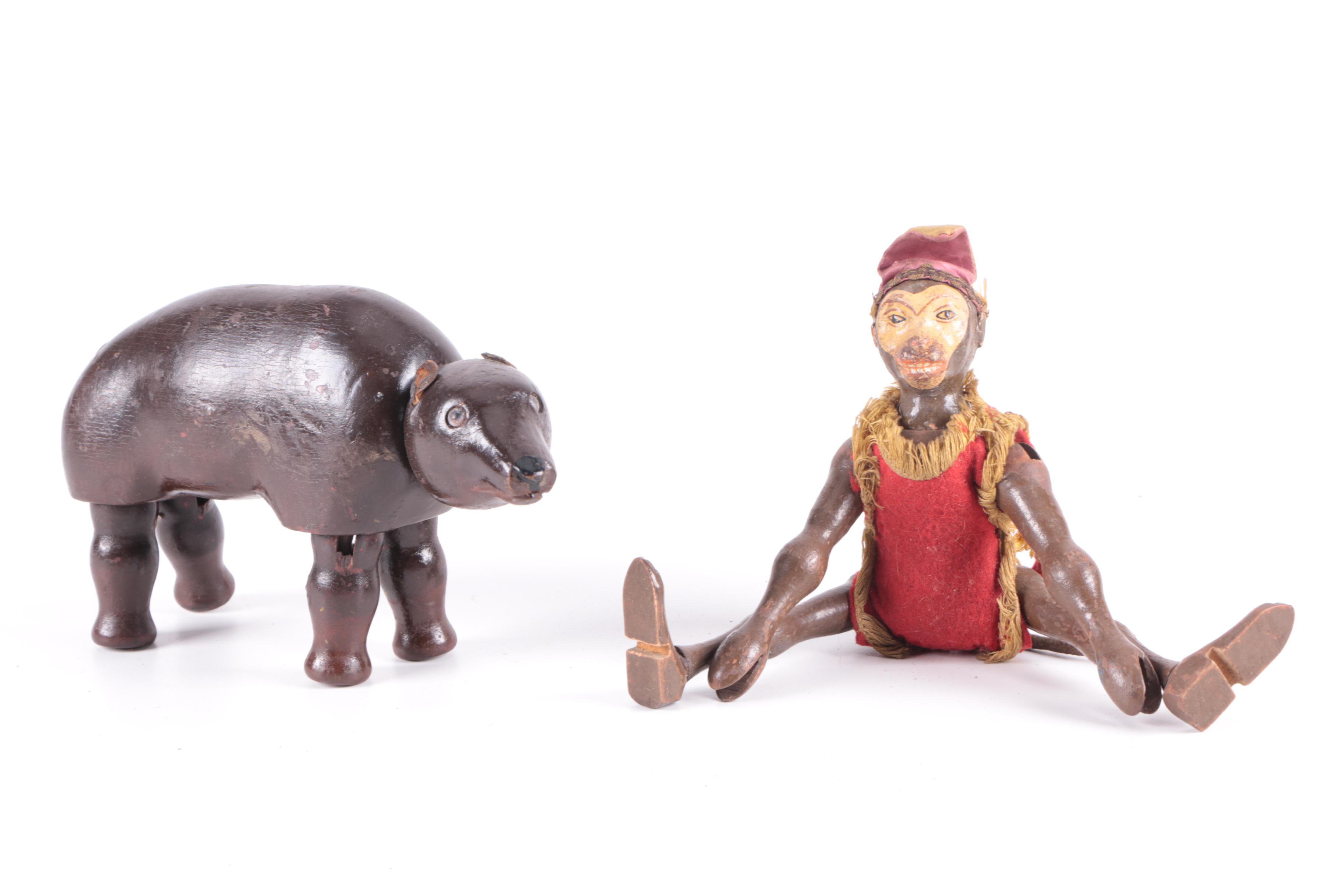 Schönhut Humpty-dumpty, Elephant And Donkey, Original Trunk, Glass Eyes Clown Big Series