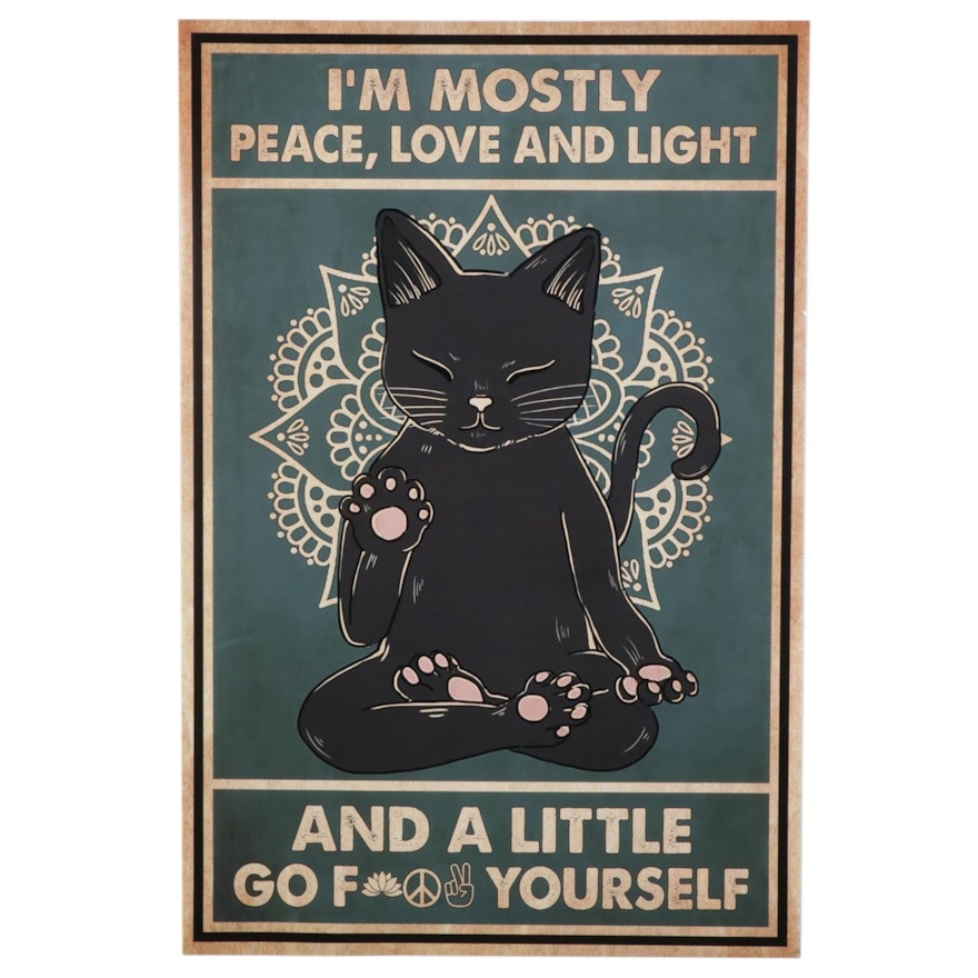 Black Cat Meditating Giclée, 21st Century