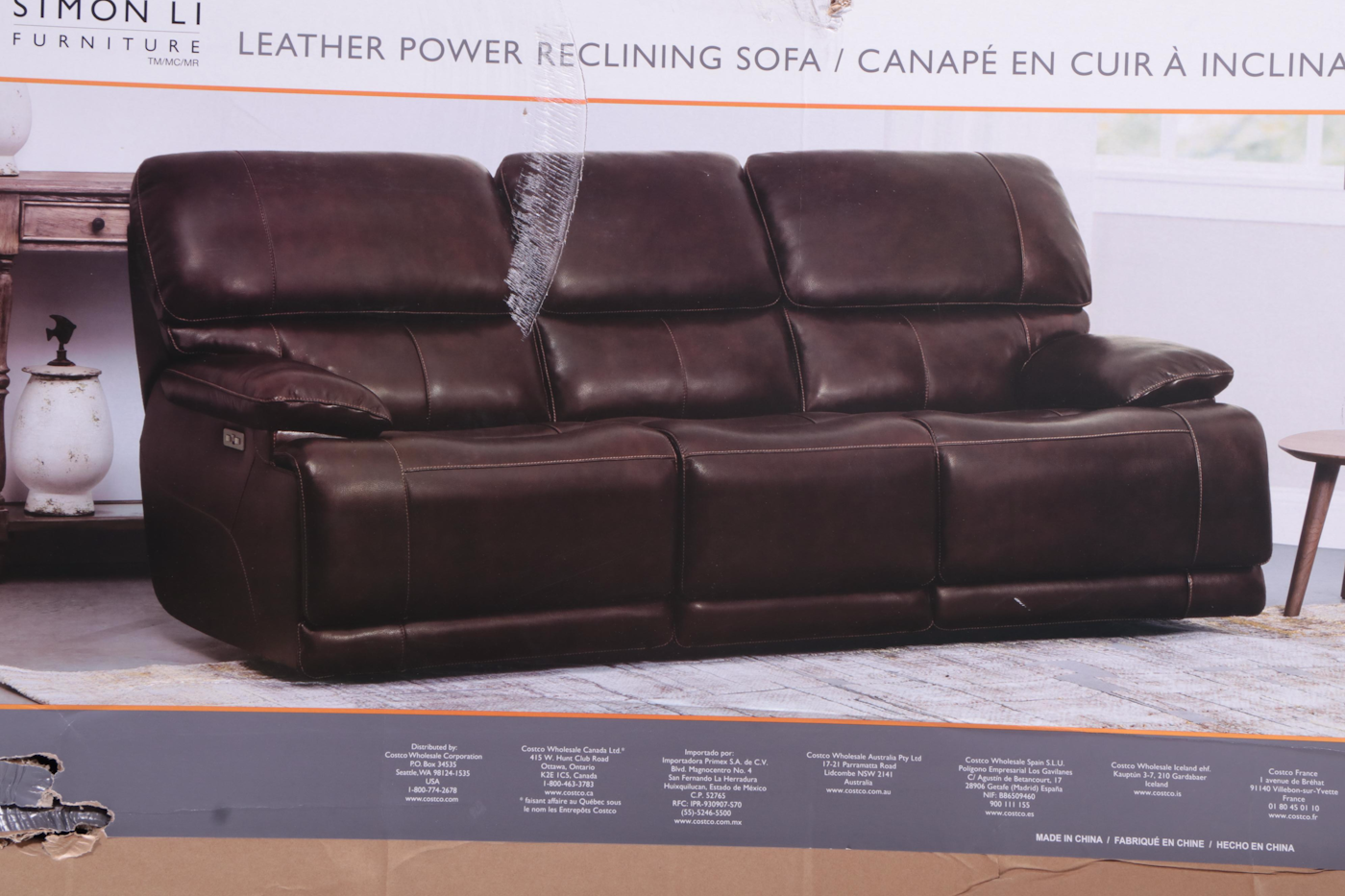 simon li aleena leather power reclining sofa