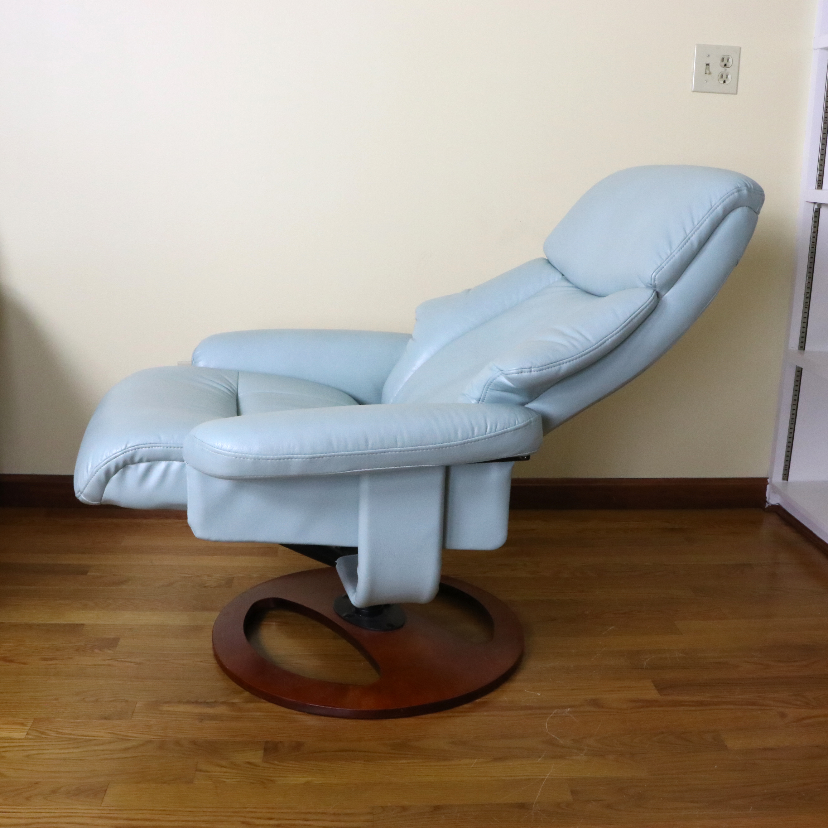 Benchmaster Mid Century Modern Style Faux Leather Swivel Recliner with