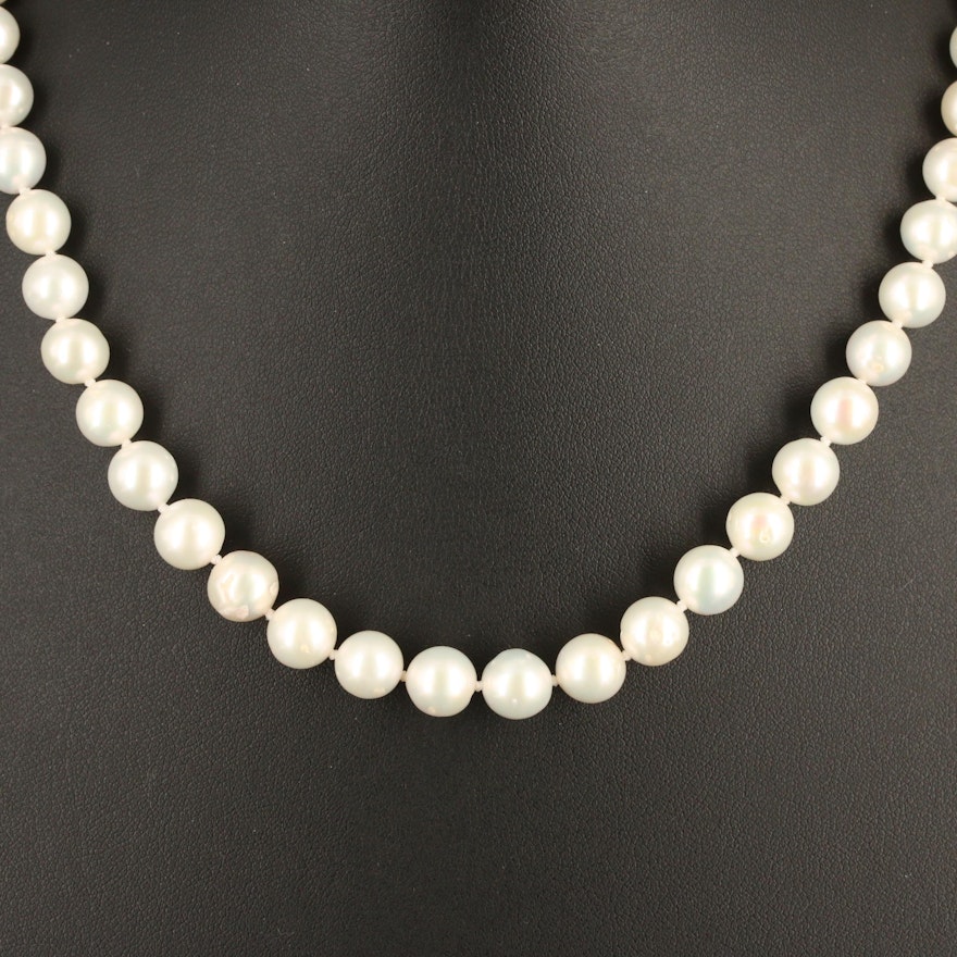 Semi-Baroque Pearl Necklace with 18K Clasp