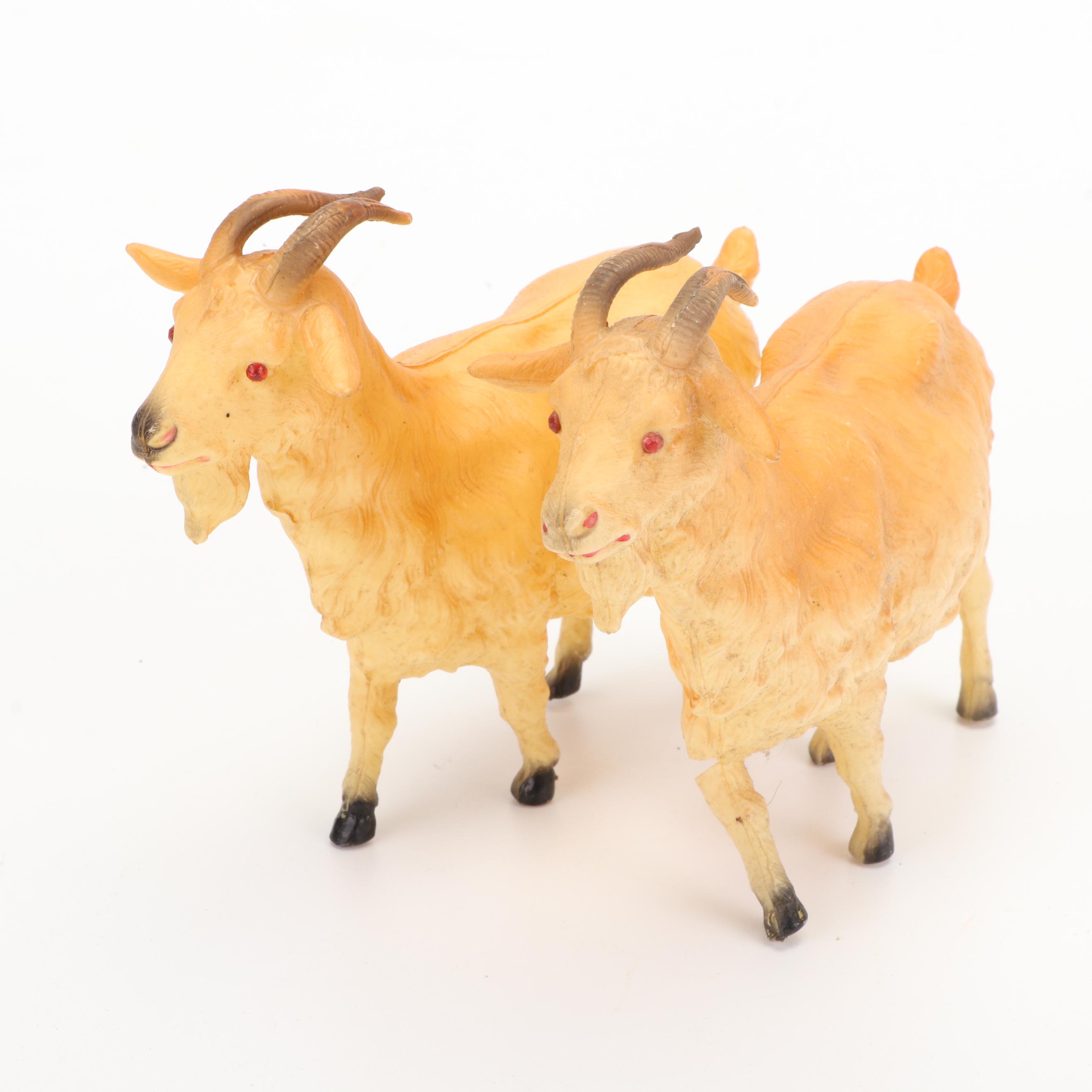 Japanese HandPainted Plastic Toy Goats and Donkeys, Early 20th Century