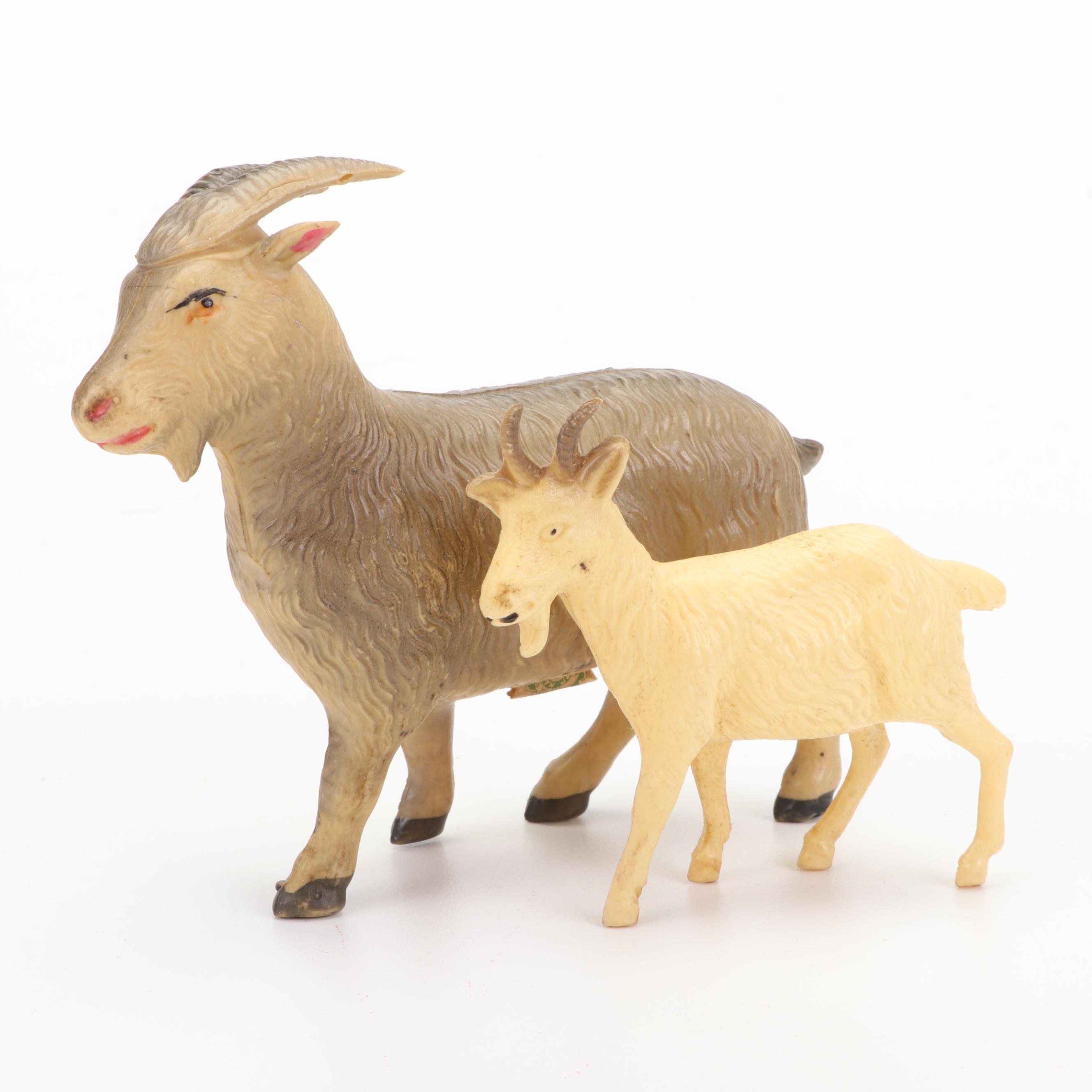Japanese HandPainted Plastic Toy Goats and Donkeys, Early 20th Century