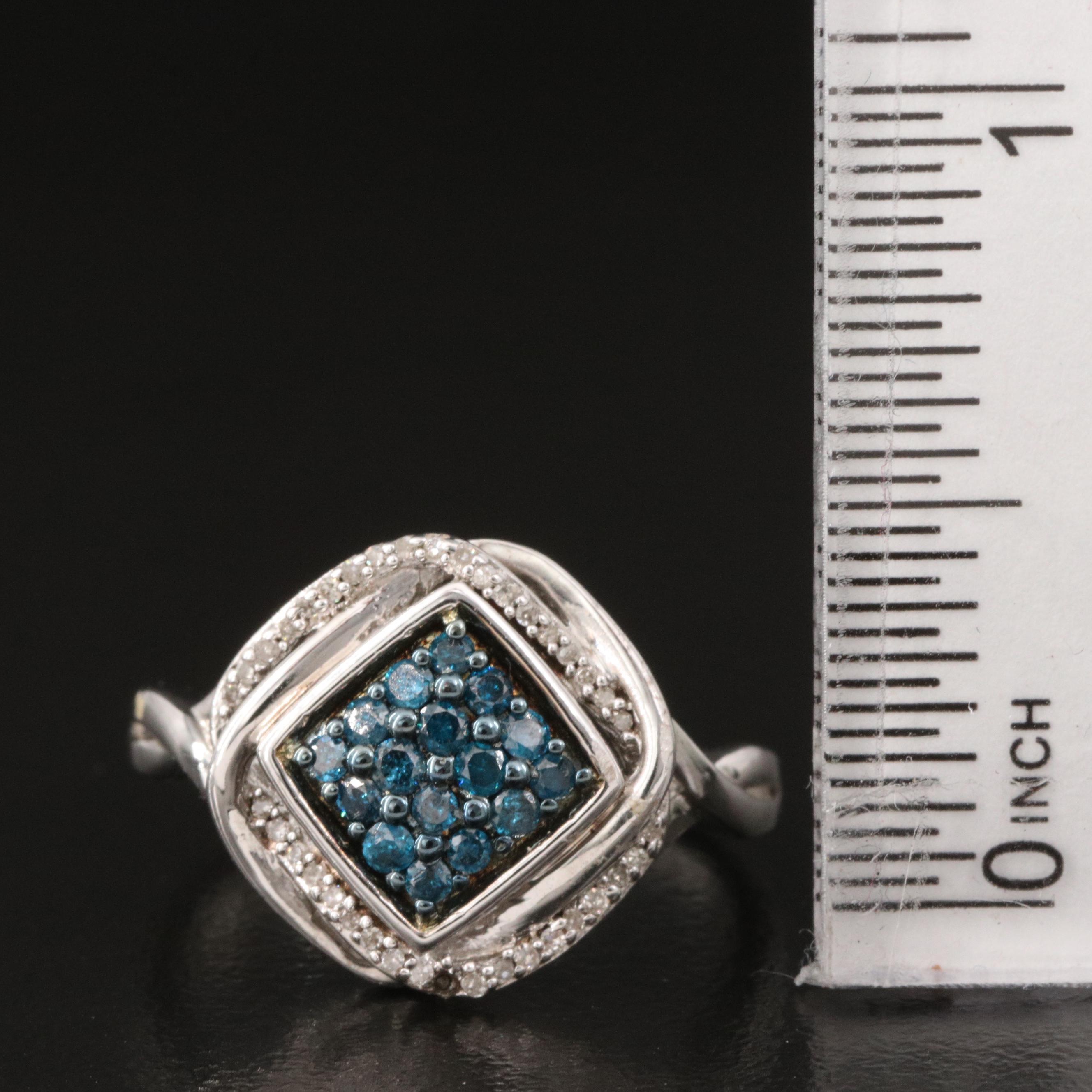 Sterling Diamond Cluster Ring | EBTH