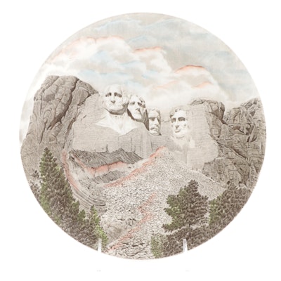 Johnson Bros. "Mount Rushmore" Hand Colored Transferware Plate