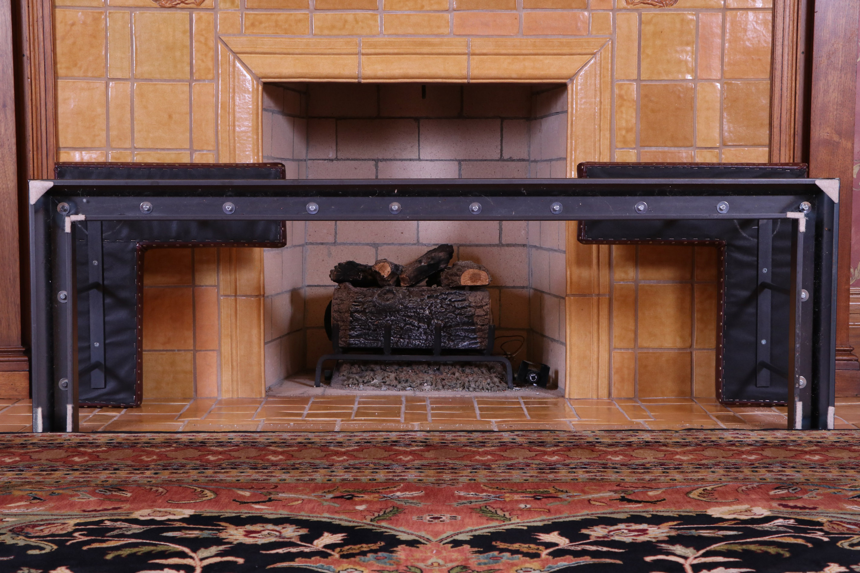 Iron Fireplace Hearth Bench With Vinyl Upholstery EBTH