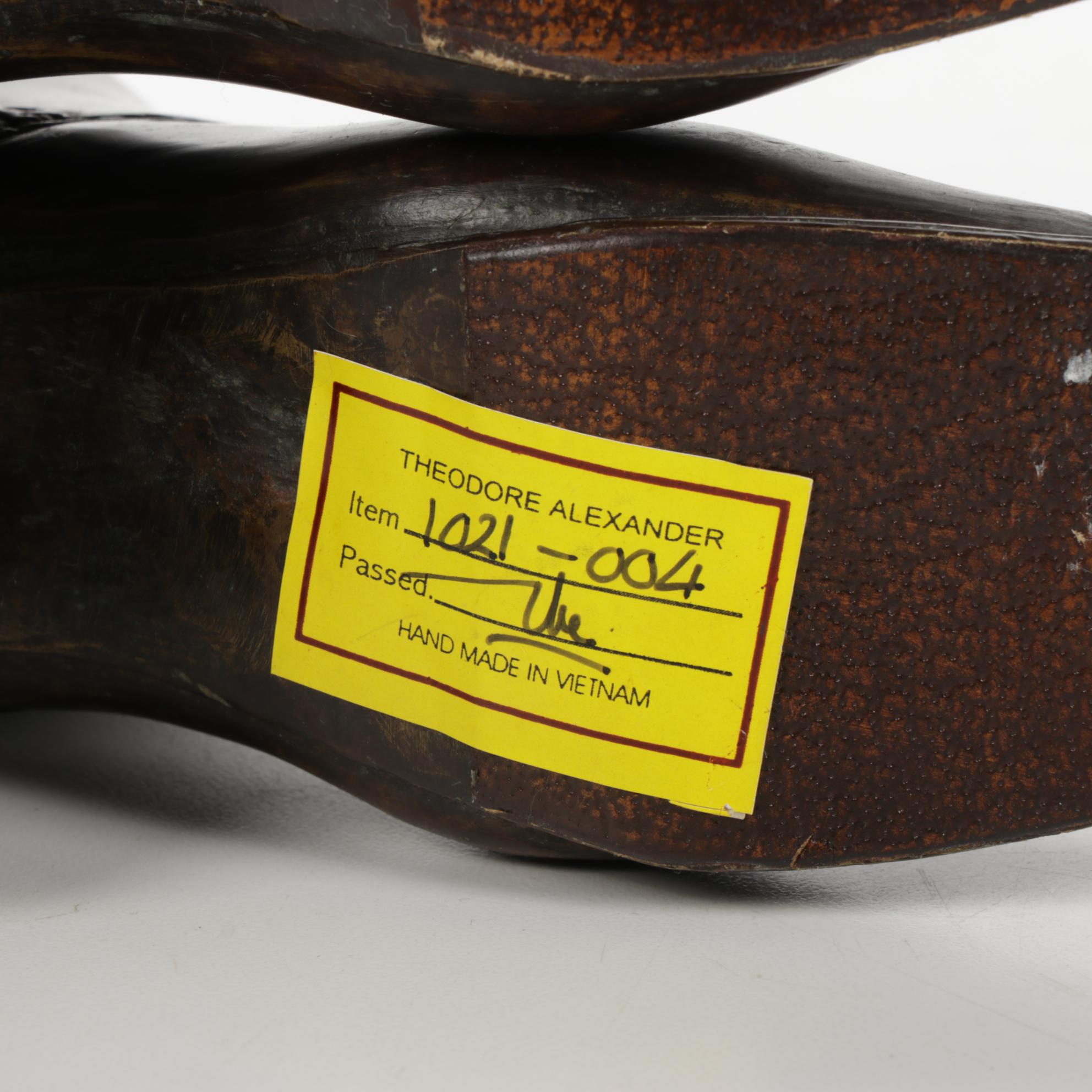 Theodore Alexander Cast Bronze Shoes with Indian Brass Candlesticks EBTH