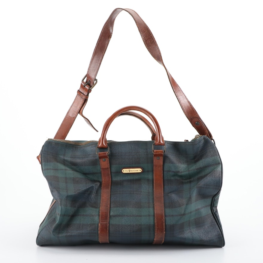 Polo Ralph Lauren Duffel Bag in Blackwatch Plaid Coated Canvas with Leather  Trim | EBTH