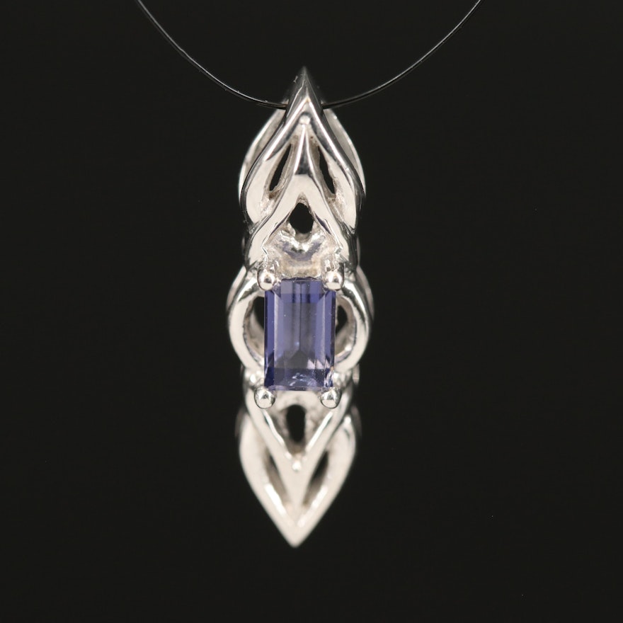 Sterling Silver Iolite Tapered Pendant