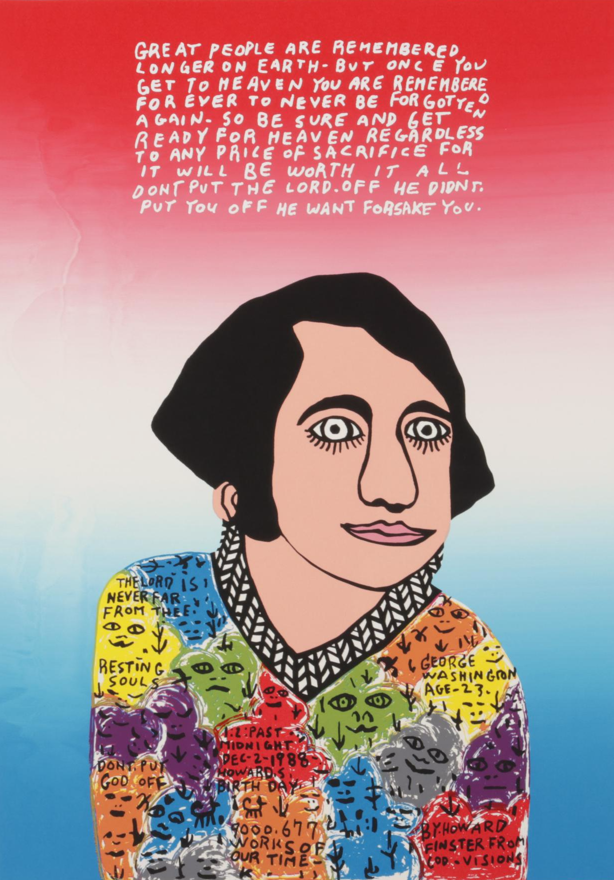 Howard Finster Folk Art Serigraph "Young Circa 1988 EBTH