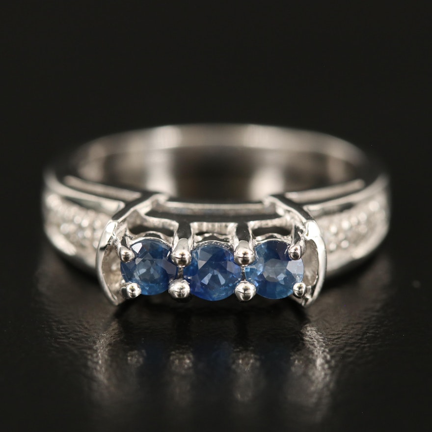 Sterling Silver Sapphire and Zircon Ring