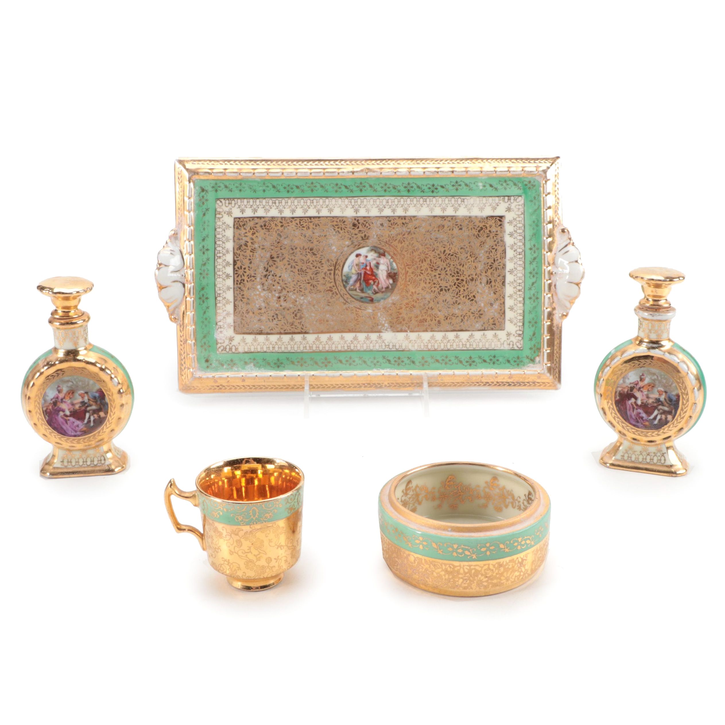 Le Mieux 24 Karat Gold Decorated Vanity Tray And More Mid To Late th Century Ebth