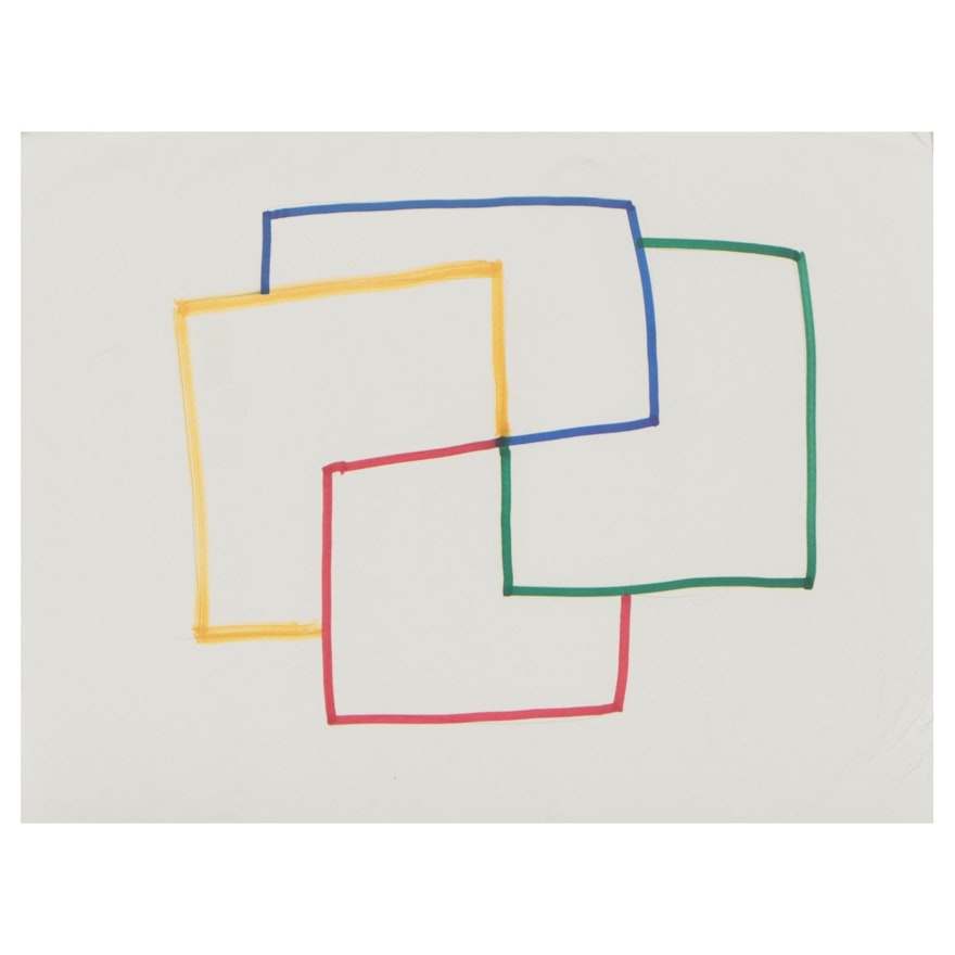 Dimitri Grachis Minimalist Abstract Marker Drawing, Circa 1980