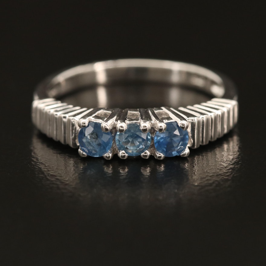 Sterling Sapphire Three Stone Ring