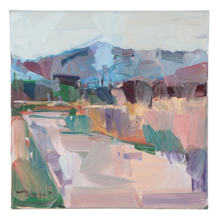Jose Trujillo Oil Painting "The Misty Mountains," 2021