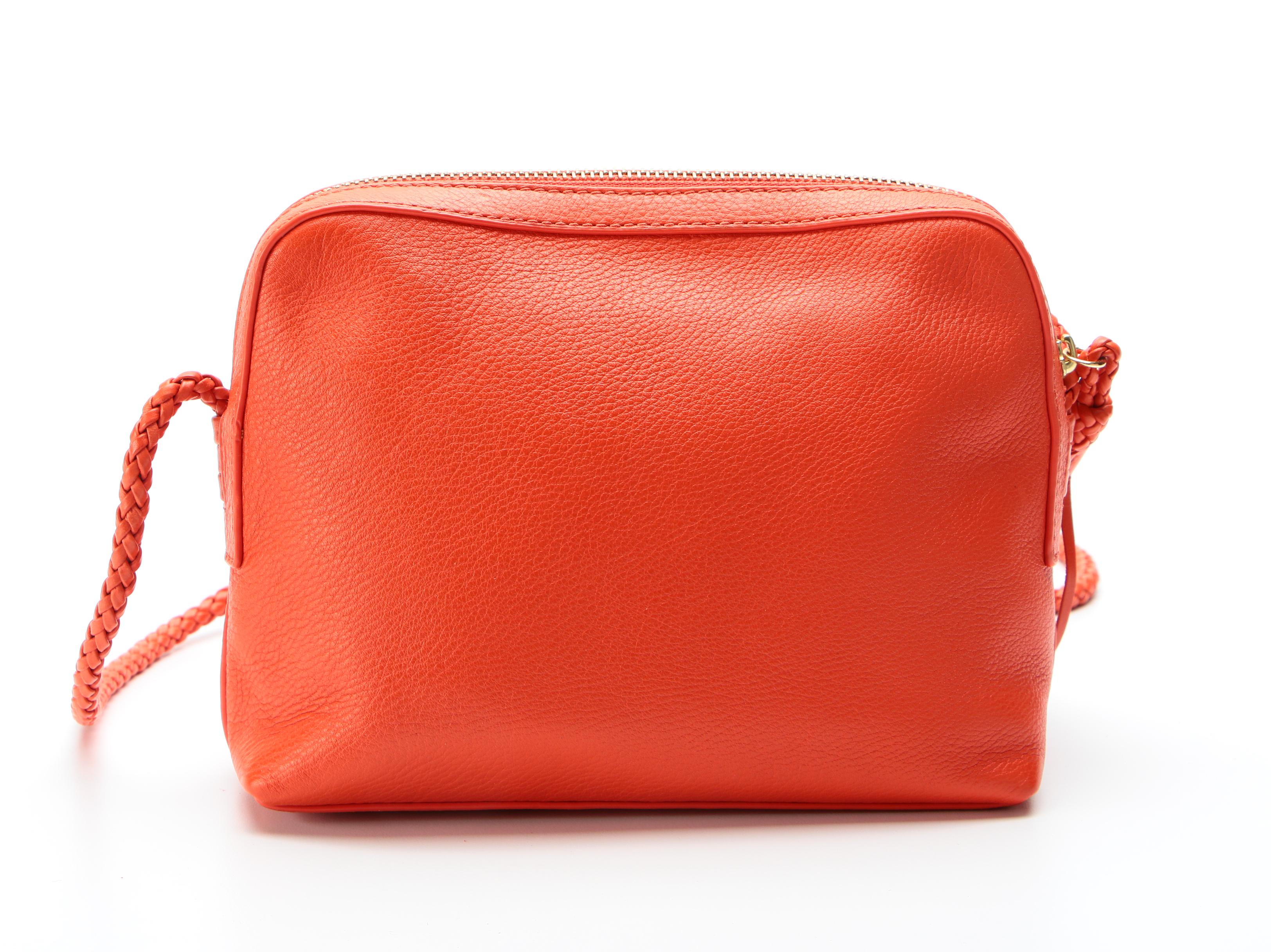 Tory Burch Crossbody Bag in Orange Leather with Braided Strap and Tassel EBTH