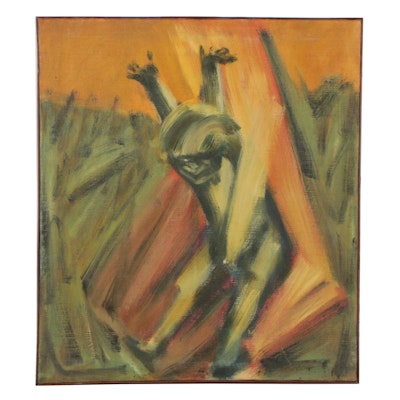Don Stacy Abstract Oil Painting, Mid-20th Century