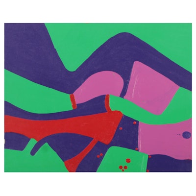 Louise Abrams Abstract Acrylic Painting, 1993