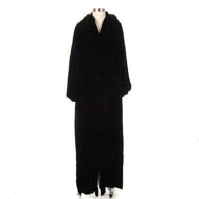 Black Velveteen Full-Length Opera Coat