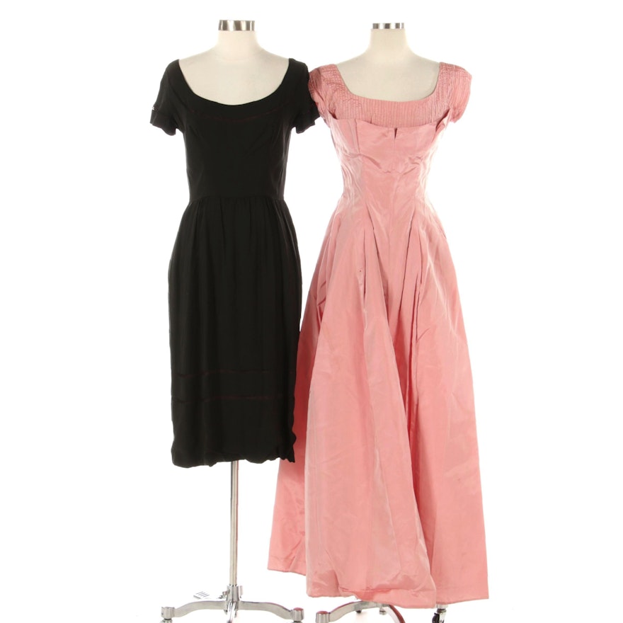 Jane Derby Black Midi Dress and Pink Taffeta Occasion Gown